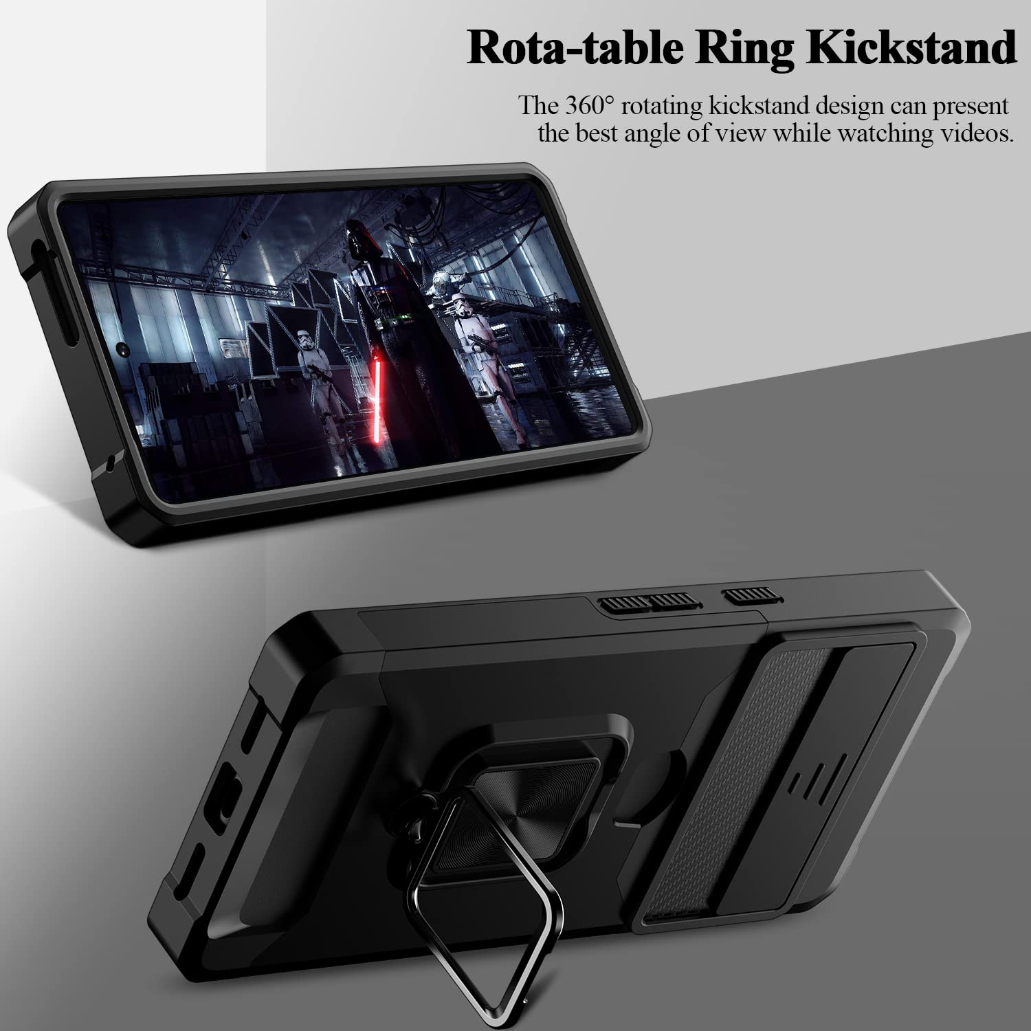 for Google Pixel 7 Pro Case,Multi-Functional Pixel 7 Pro Wallet Case with Card Holder,Sliding Camera Cover & Ring Holder Magnet Kickstand Phone Case