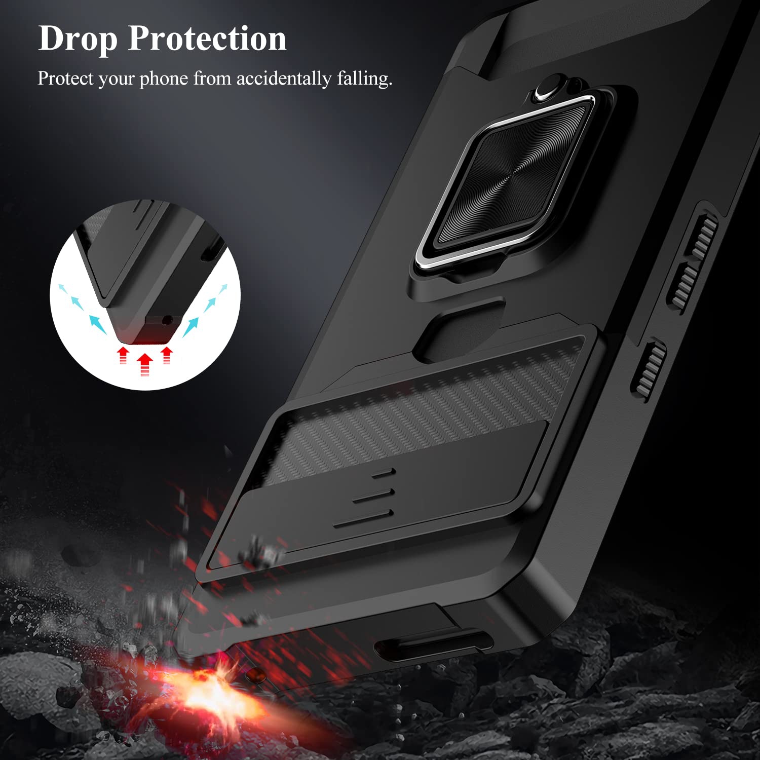 for Google Pixel 7 Pro Case,Multi-Functional Pixel 7 Pro Wallet Case with Card Holder,Sliding Camera Cover & Ring Holder Magnet Kickstand Phone Case