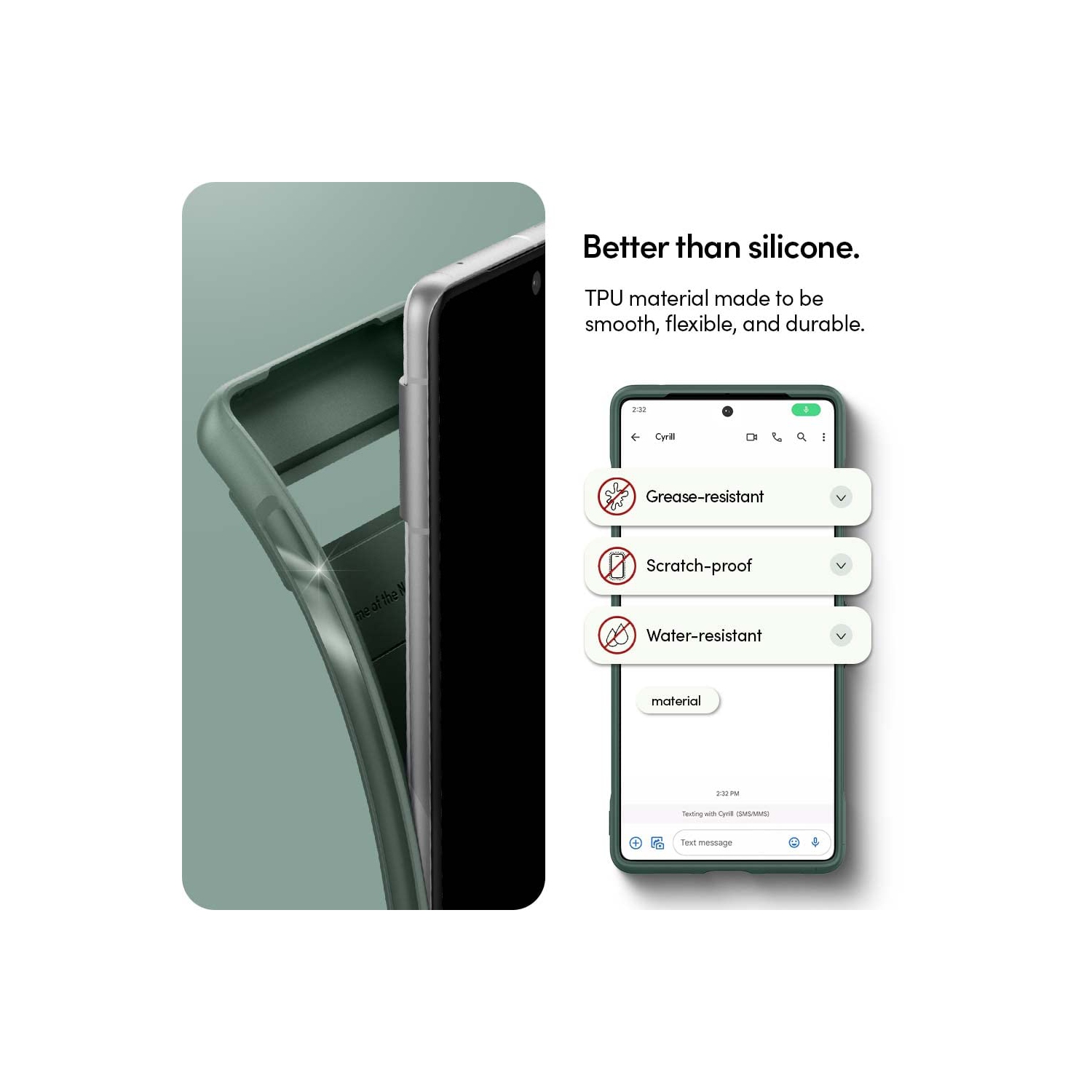 Google Pixel 7 Case 5G, Flexible Protective TPU with Smooth Matte Finish and Full Body Protection - Kale