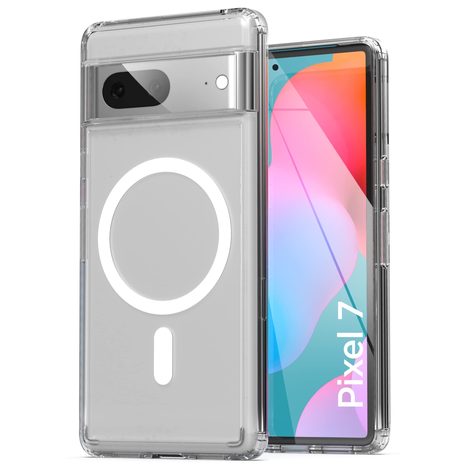 Clear Back Designed for Google Pixel 7 Case, Magnetic Phone Case Compatible with Magnet Charging & Accessories