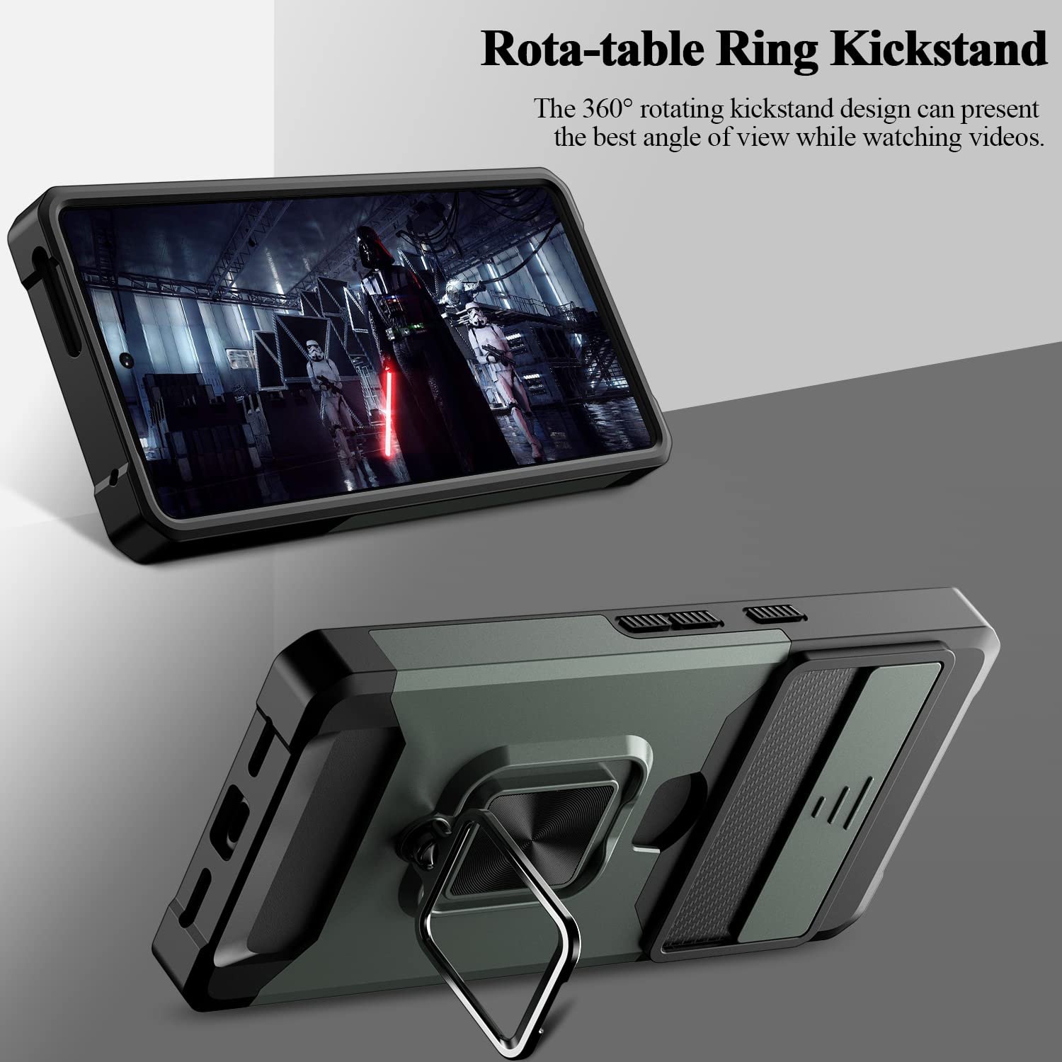 for Google Pixel 7 Pro Case,Multi-Functional Pixel 7 Pro Wallet Case with Card Holder,Sliding Camera Cover & Ring Holder Magnet Kickstand Phone Case