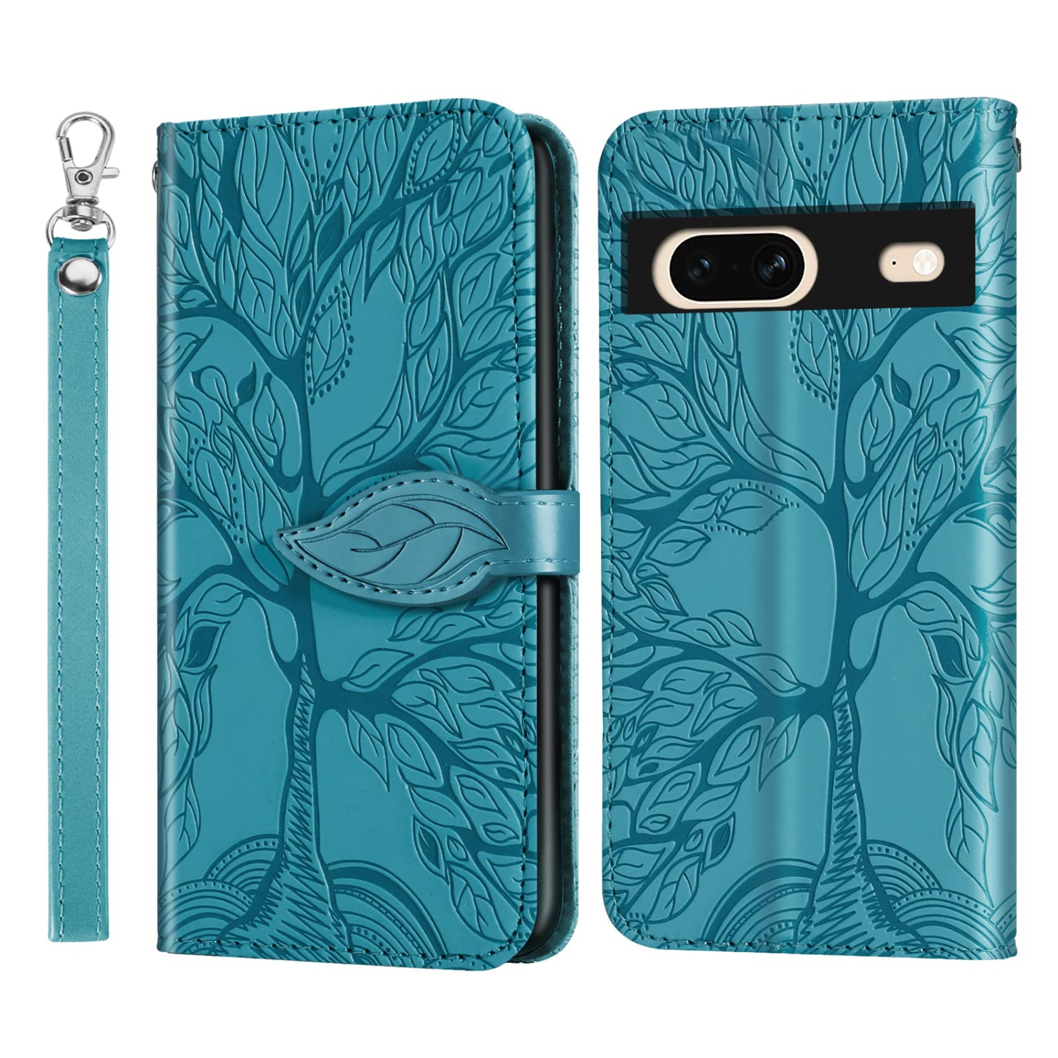 Étui portefeuille Google Pixel 7 avec porte-carte/fente, étui folio à rabat en cuir polyuréthane avec dragonne à fermeture magnétique béquille pour