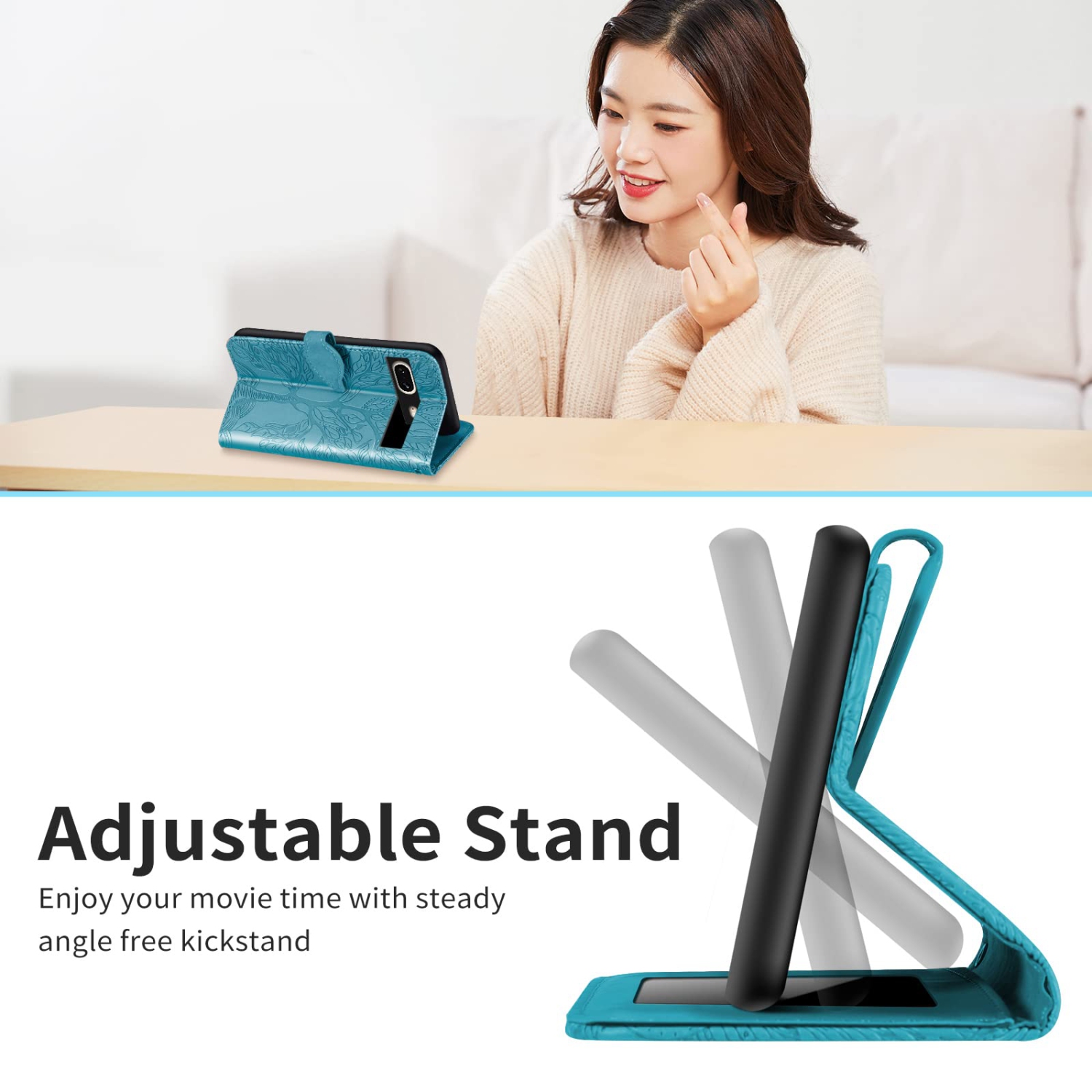 Étui portefeuille Google Pixel 7 avec porte-carte/fente, étui folio à rabat en cuir polyuréthane avec dragonne à fermeture magnétique béquille pour