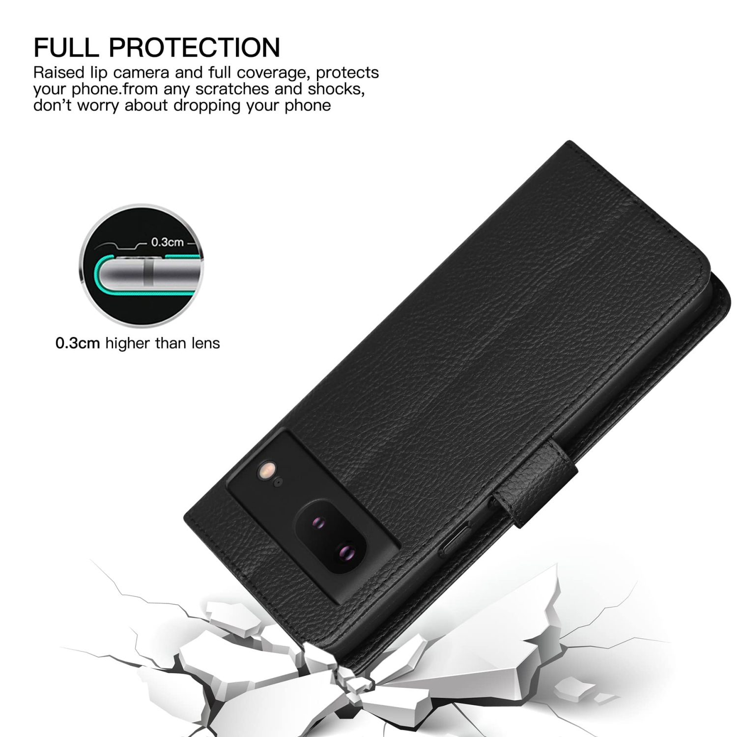 Google Pixel 7 Case Leather, Pixel 7 Wallet Case, Card Slot Magnetic Closure RFID Blocking Flip Case for Google Pixel 7 2022