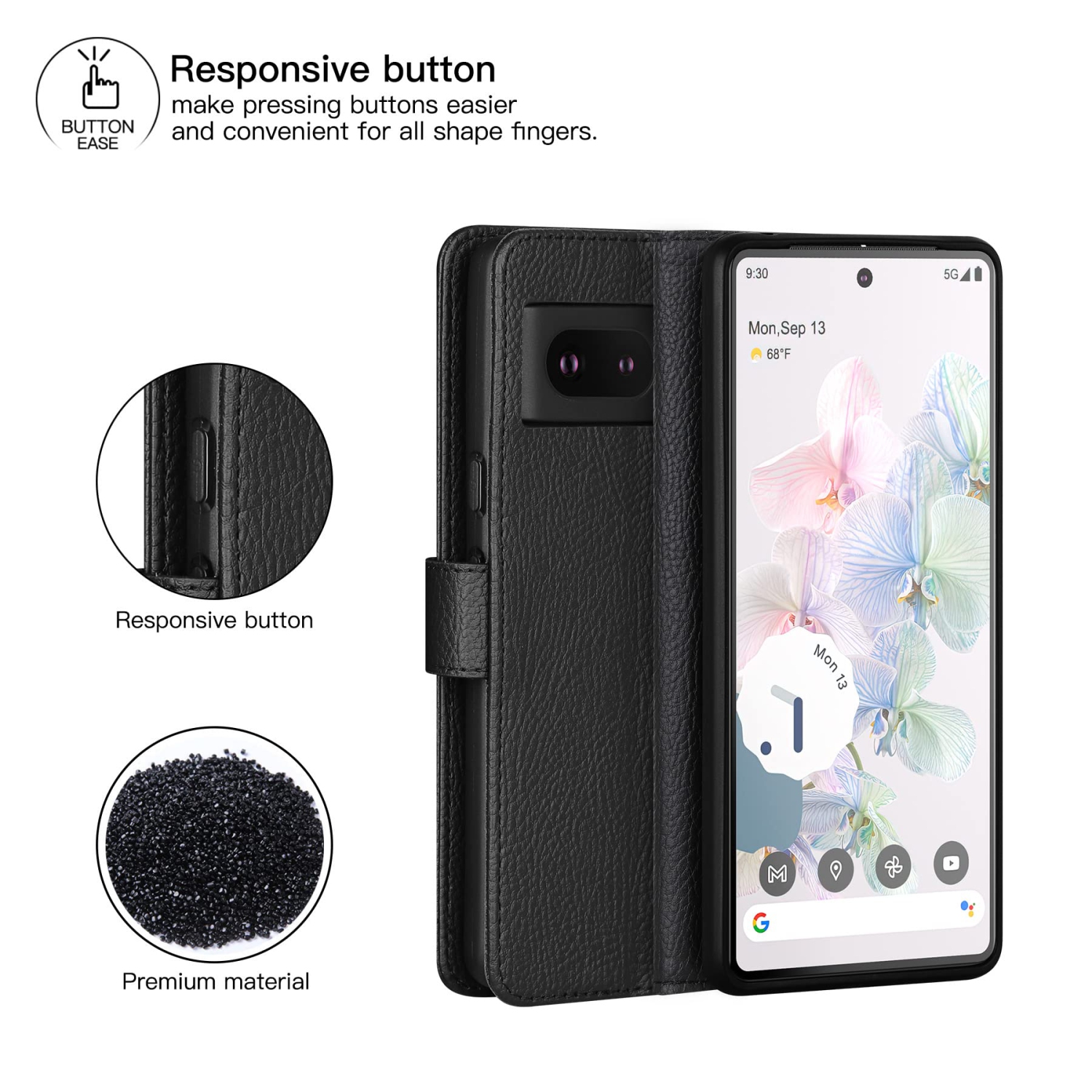 Google Pixel 7 Case Leather, Pixel 7 Wallet Case, Card Slot Magnetic Closure RFID Blocking Flip Case for Google Pixel 7 2022