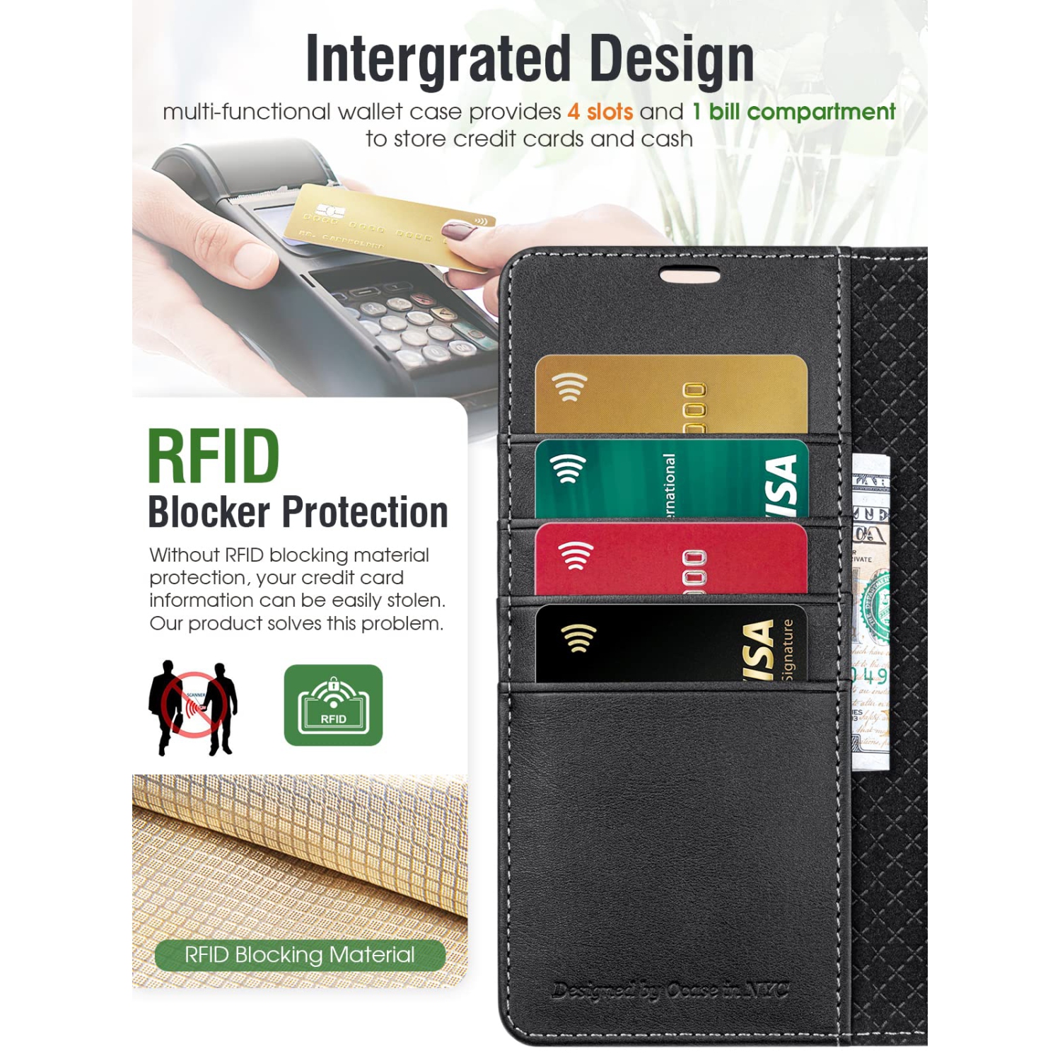 Compatible with Google Pixel 7 Pro Case Wallet, PU Leather Flip Folio Case with Card Holders RFID Blocking Kickstand Shockproof TPU Inner Shell Phone