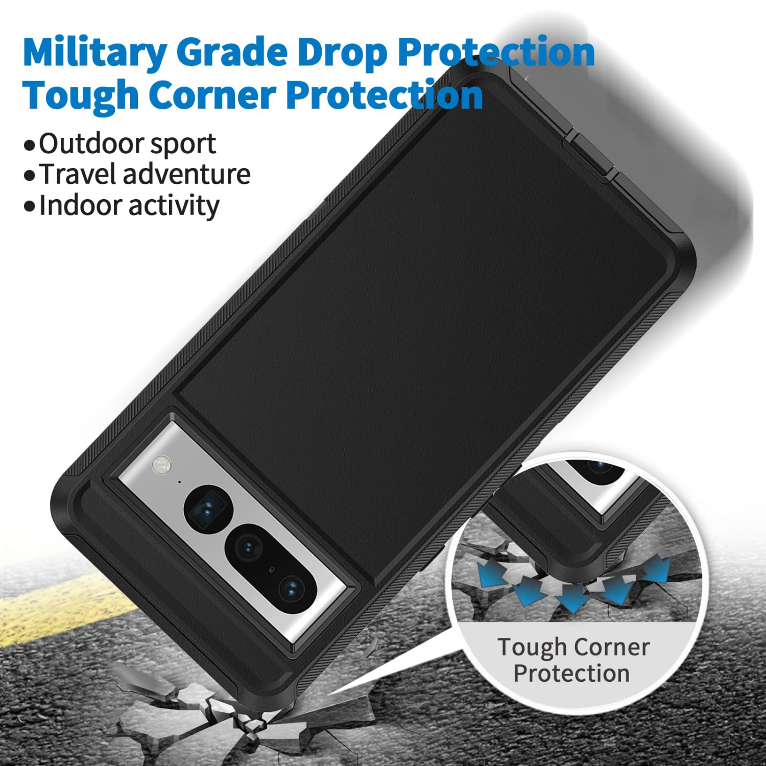 Defender Case for Google Pixel 7 Pro 5G, Heavy Duty Shockproof Dustproof 3 in 1 Rugged Protective Bumper Phone Cover for Pixel 7 Pro 5G