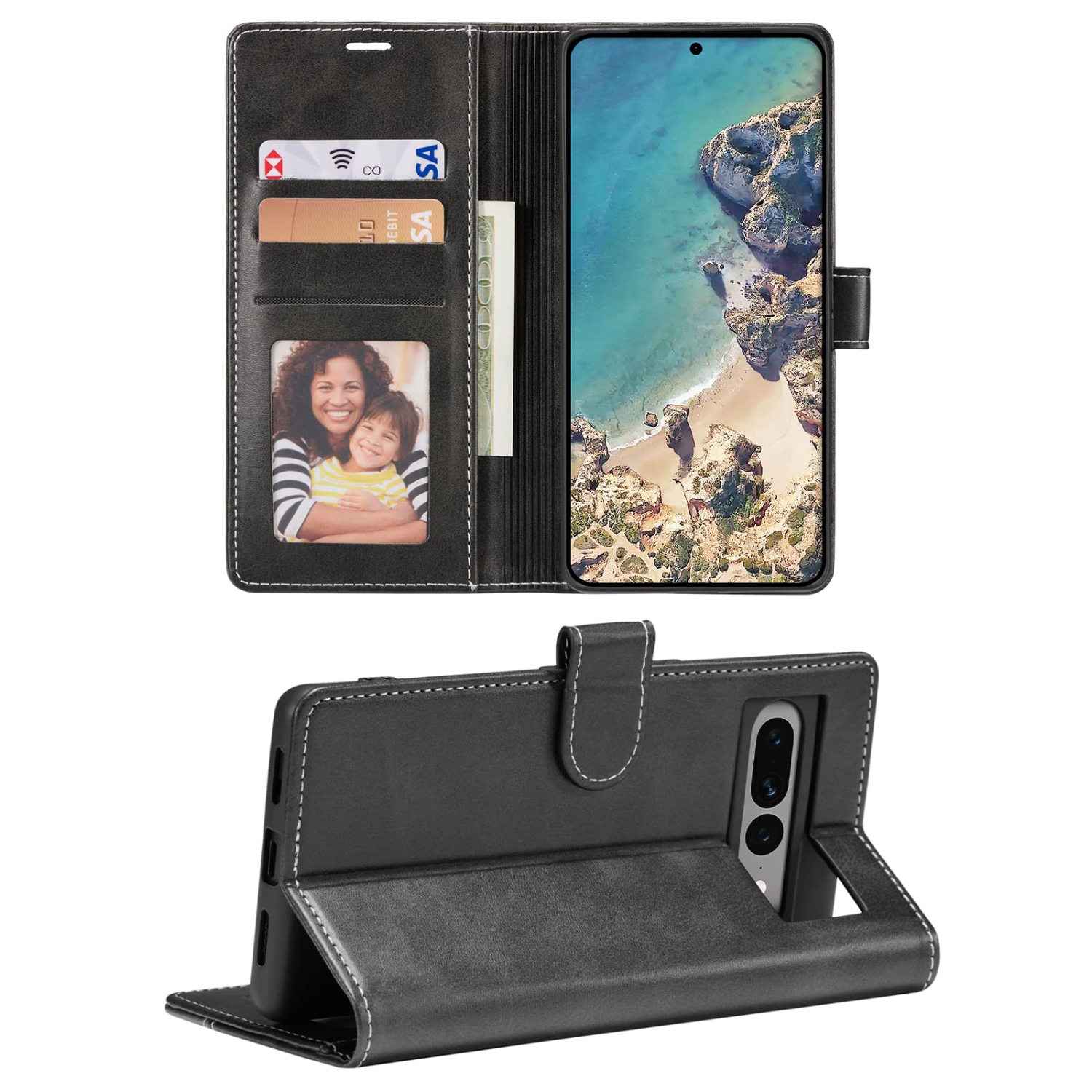 XIZYO Wallet Case for Google Pixel 7 Pro PU Leather Case for Men Women Flip Case with Card Holder Kickstand Magnetic Shockproof Protective Cover for