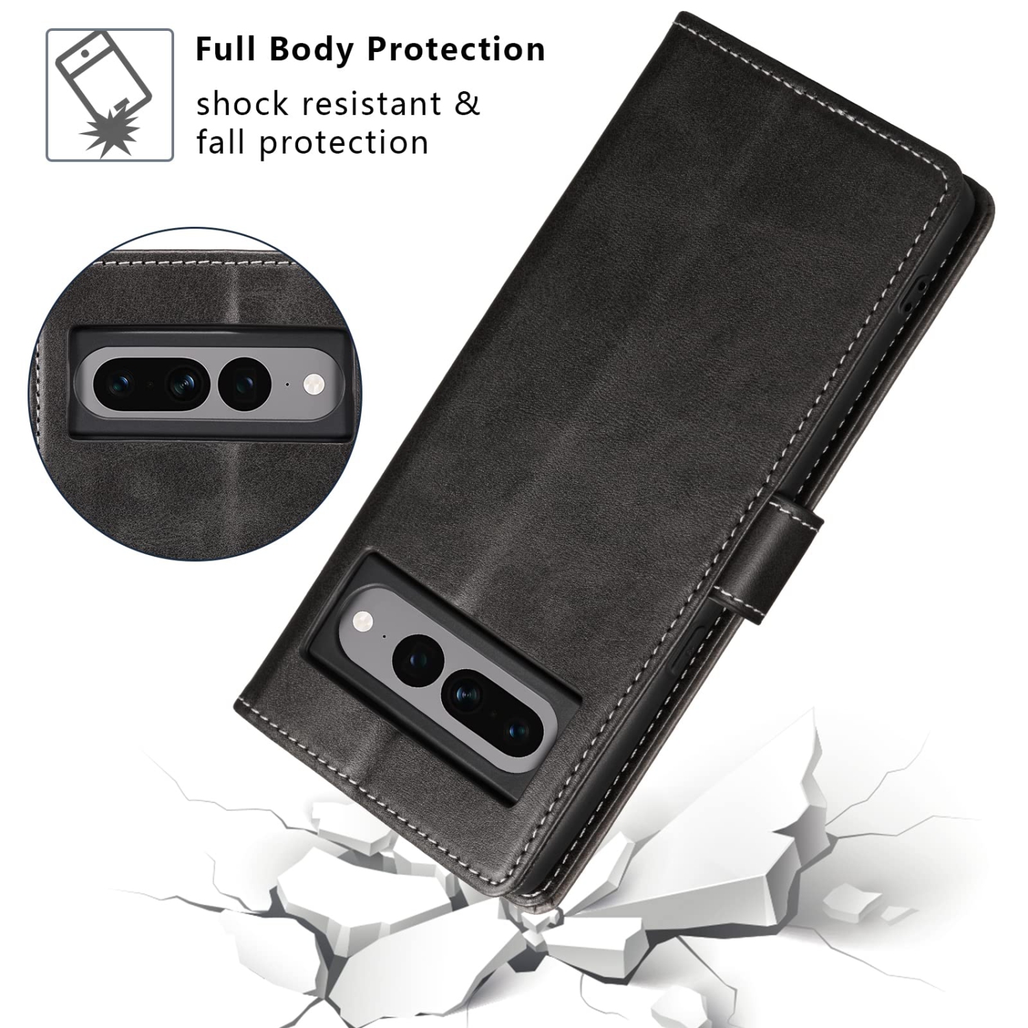 XIZYO Wallet Case for Google Pixel 7 Pro PU Leather Case for Men Women Flip Case with Card Holder Kickstand Magnetic Shockproof Protective Cover for