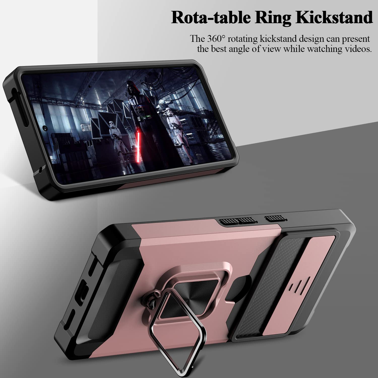 for Google Pixel 7 Pro Case,Multi-Functional Pixel 7 Pro Wallet Case with Card Holder,Sliding Camera Cover & Ring Holder Magnet Kickstand Phone Case