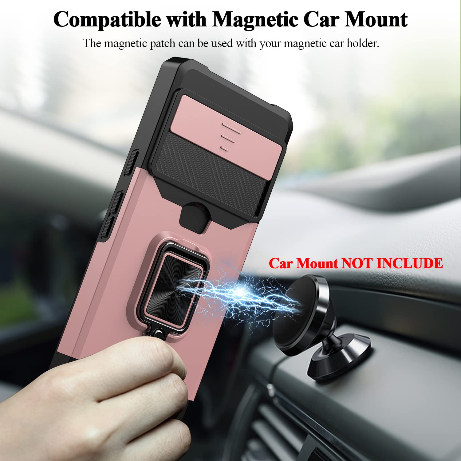 for Google Pixel 7 Pro Case,Multi-Functional Pixel 7 Pro Wallet Case with Card Holder,Sliding Camera Cover & Ring Holder Magnet Kickstand Phone Case