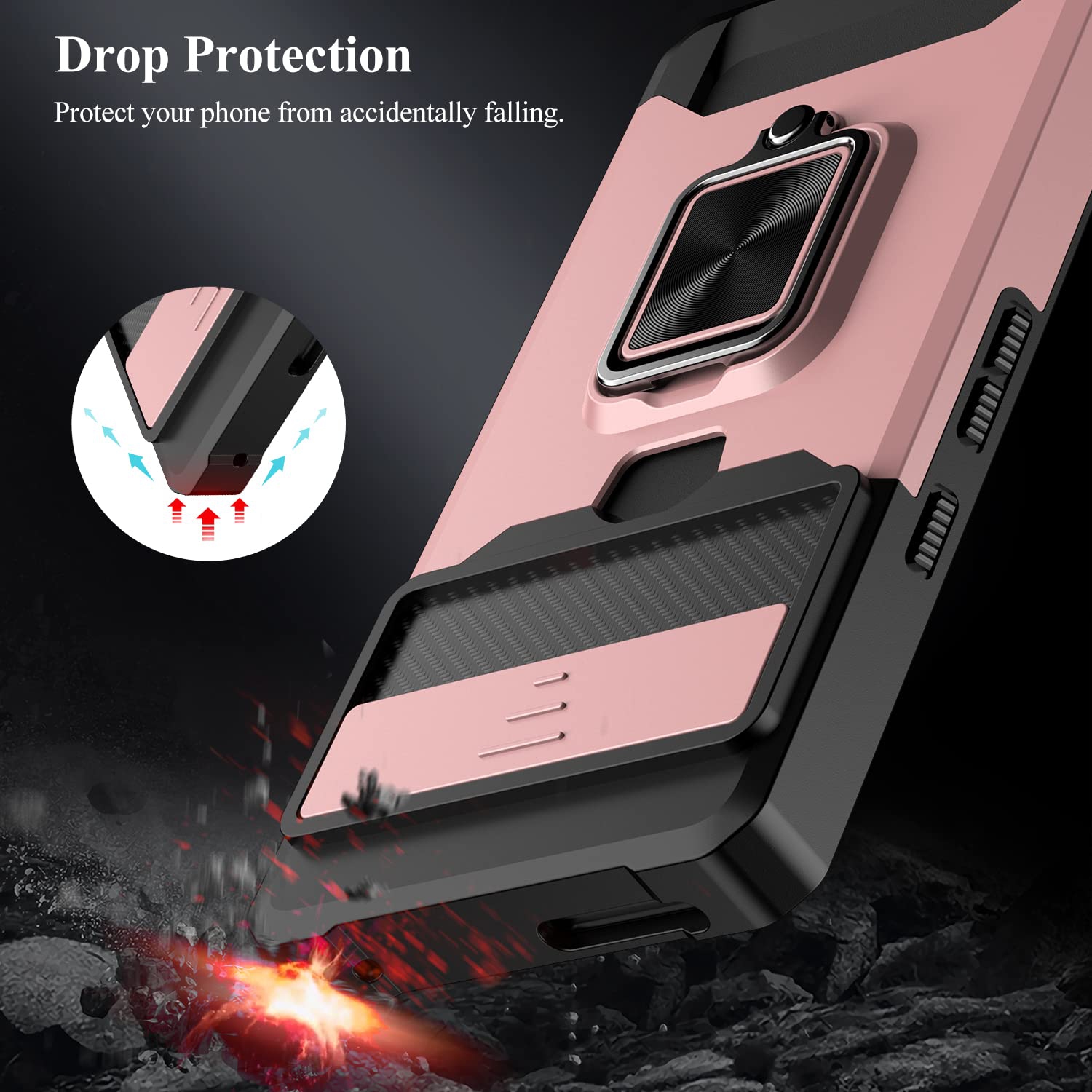 for Google Pixel 7 Pro Case,Multi-Functional Pixel 7 Pro Wallet Case with Card Holder,Sliding Camera Cover & Ring Holder Magnet Kickstand Phone Case