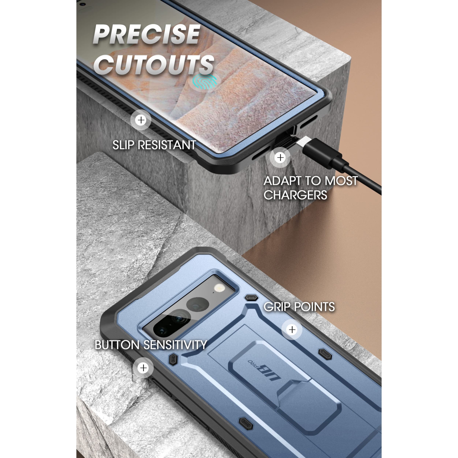 SUPCASE Unicorn Beetle Pro Series Case for Google Pixel 7 Pro, Full-Body Rugged Belt-Clip & Kickstand Case with Built-in Screen Protector (Tilt)