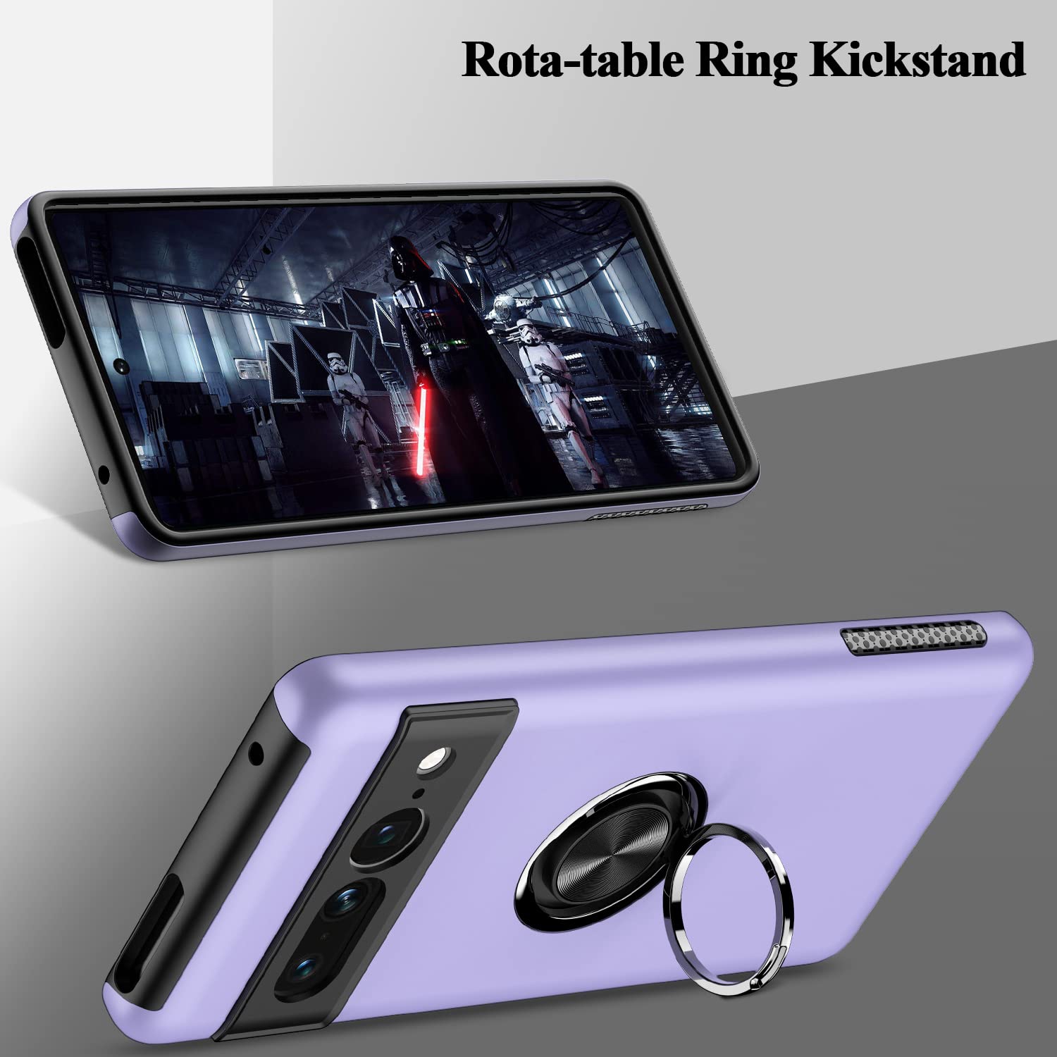 for Google Pixel 7 Pro Case,Dual Layer Military Grade Drop Protection Slim Pixel 7 Pro Kickstand Case with Hidden Ring Holder Shockproof Phone Case