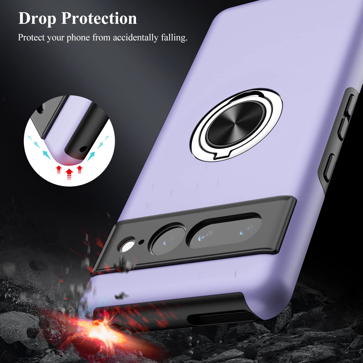 for Google Pixel 7 Pro Case,Dual Layer Military Grade Drop Protection Slim Pixel 7 Pro Kickstand Case with Hidden Ring Holder Shockproof Phone Case