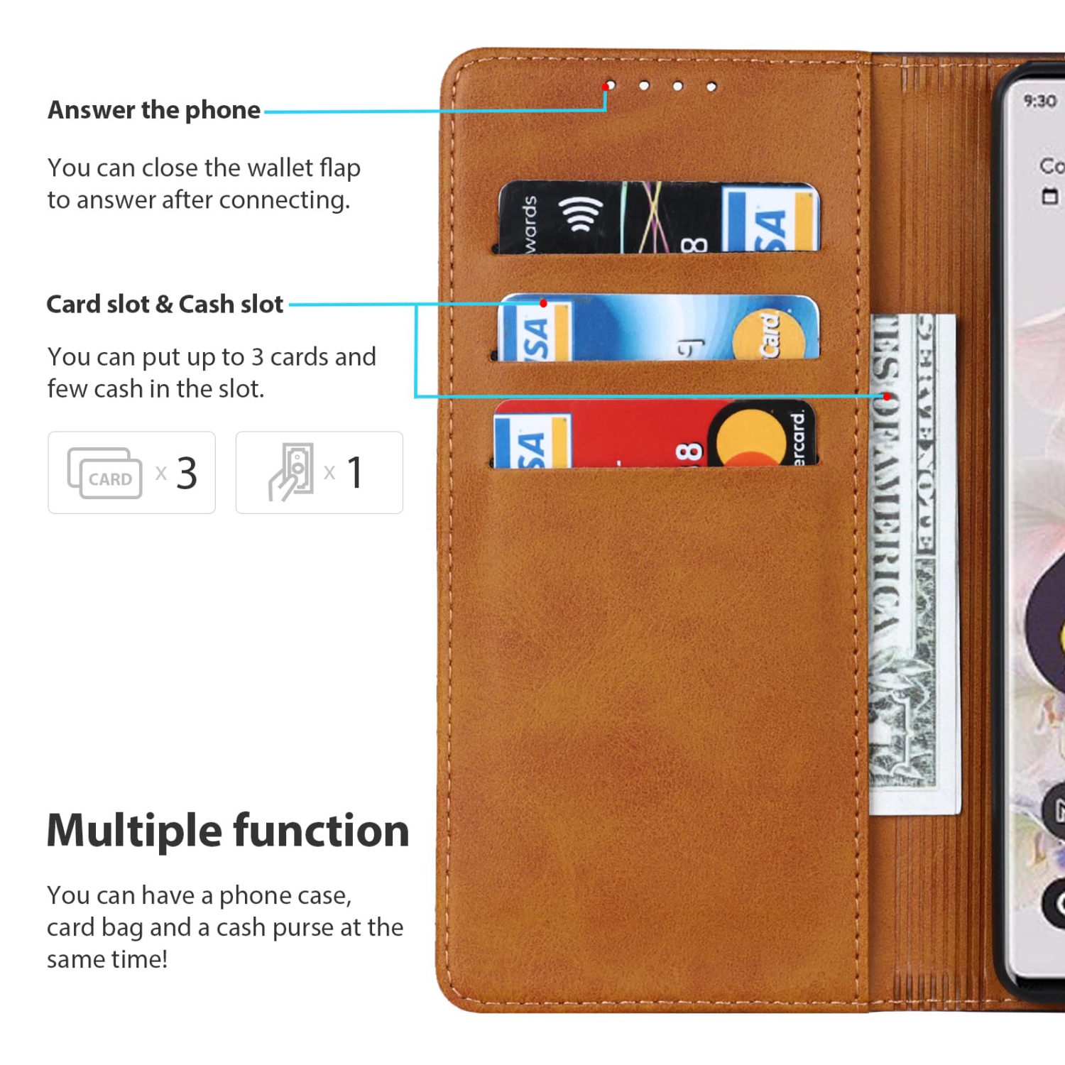 Google Pixel 7 pro 6.7 inch Wallet Case- case with Card Holder -PU Leather Cover -for Women and Men-Google Pixel 7 pro Étui Pour portefeuille Flip