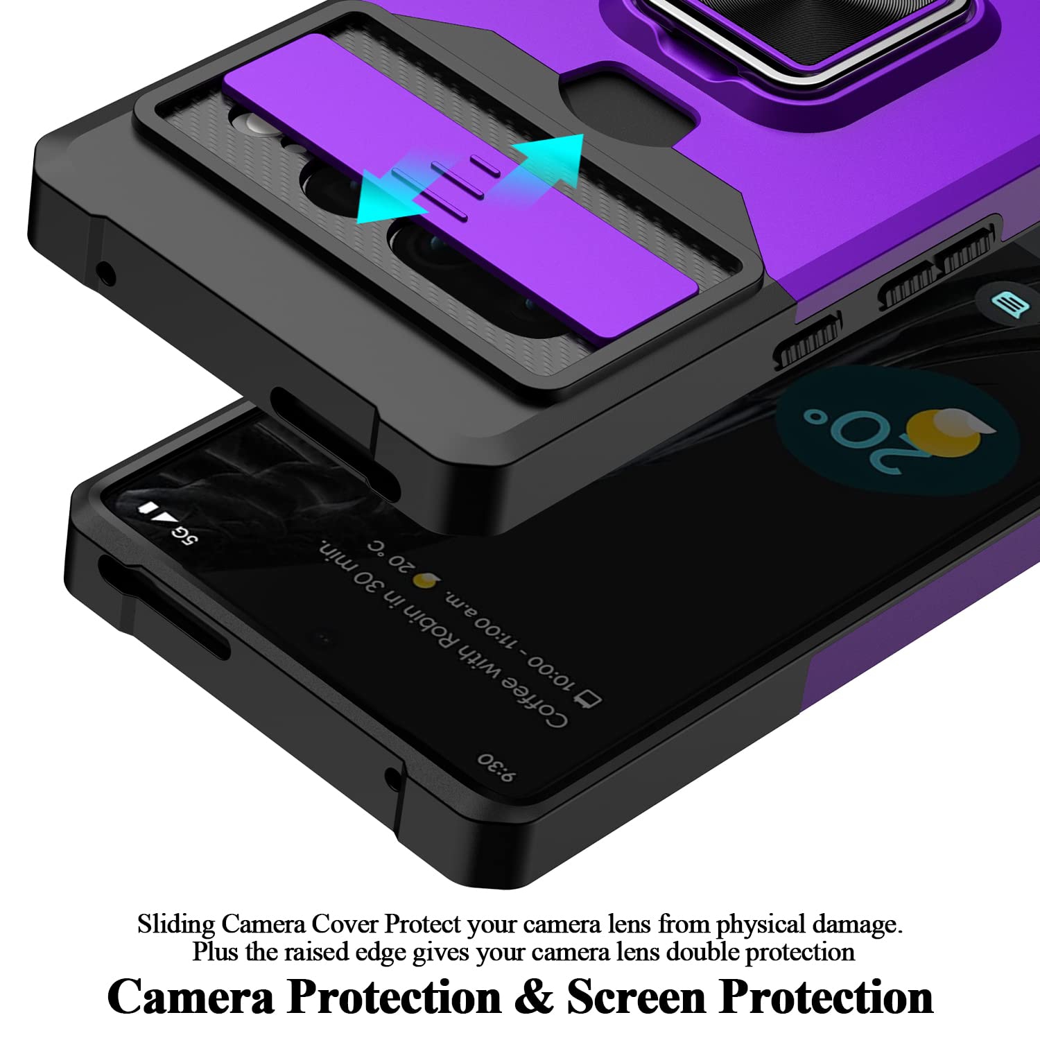 for Google Pixel 7 Pro Case,Multi-Functional Pixel 7 Pro Wallet Case with Card Holder,Sliding Camera Cover & Ring Holder Magnet Kickstand Phone Case