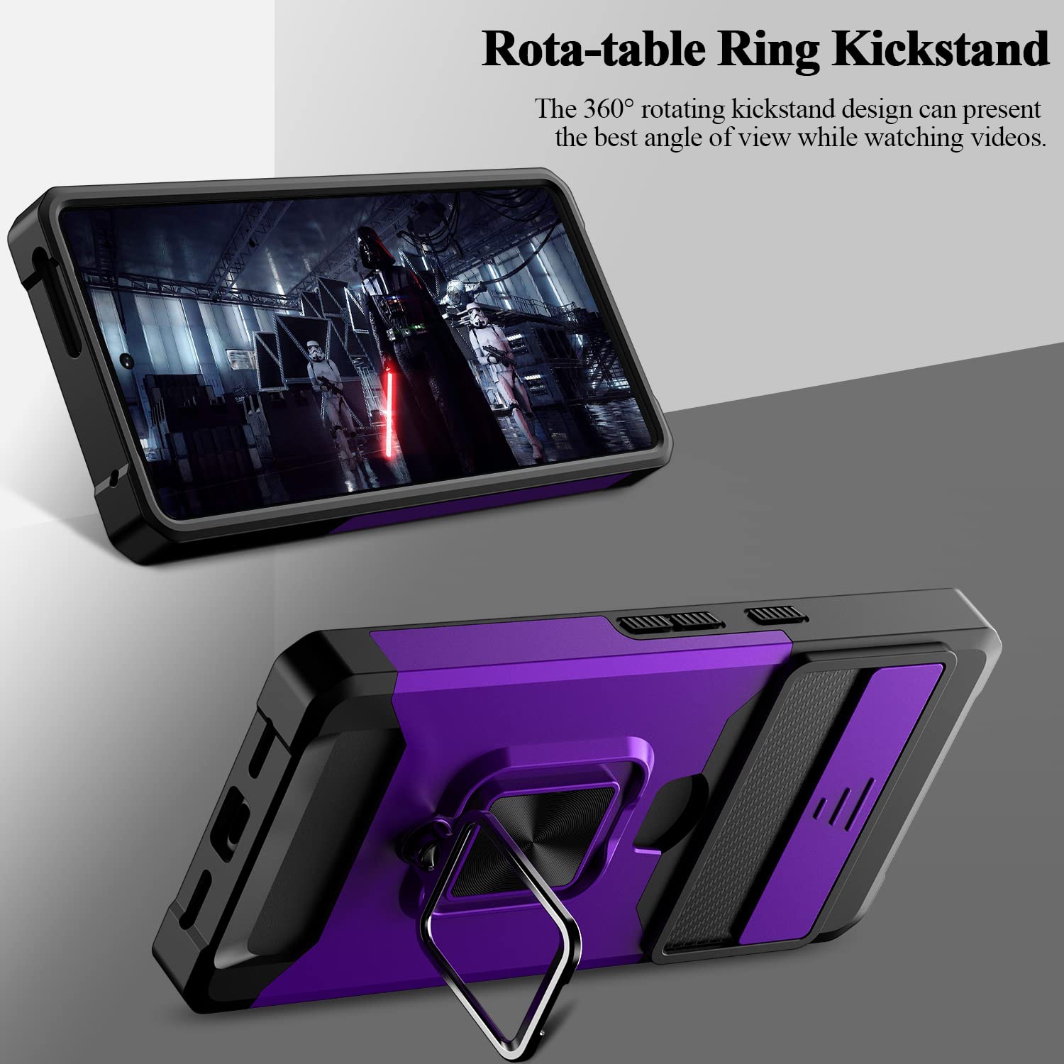 for Google Pixel 7 Pro Case,Multi-Functional Pixel 7 Pro Wallet Case with Card Holder,Sliding Camera Cover & Ring Holder Magnet Kickstand Phone Case