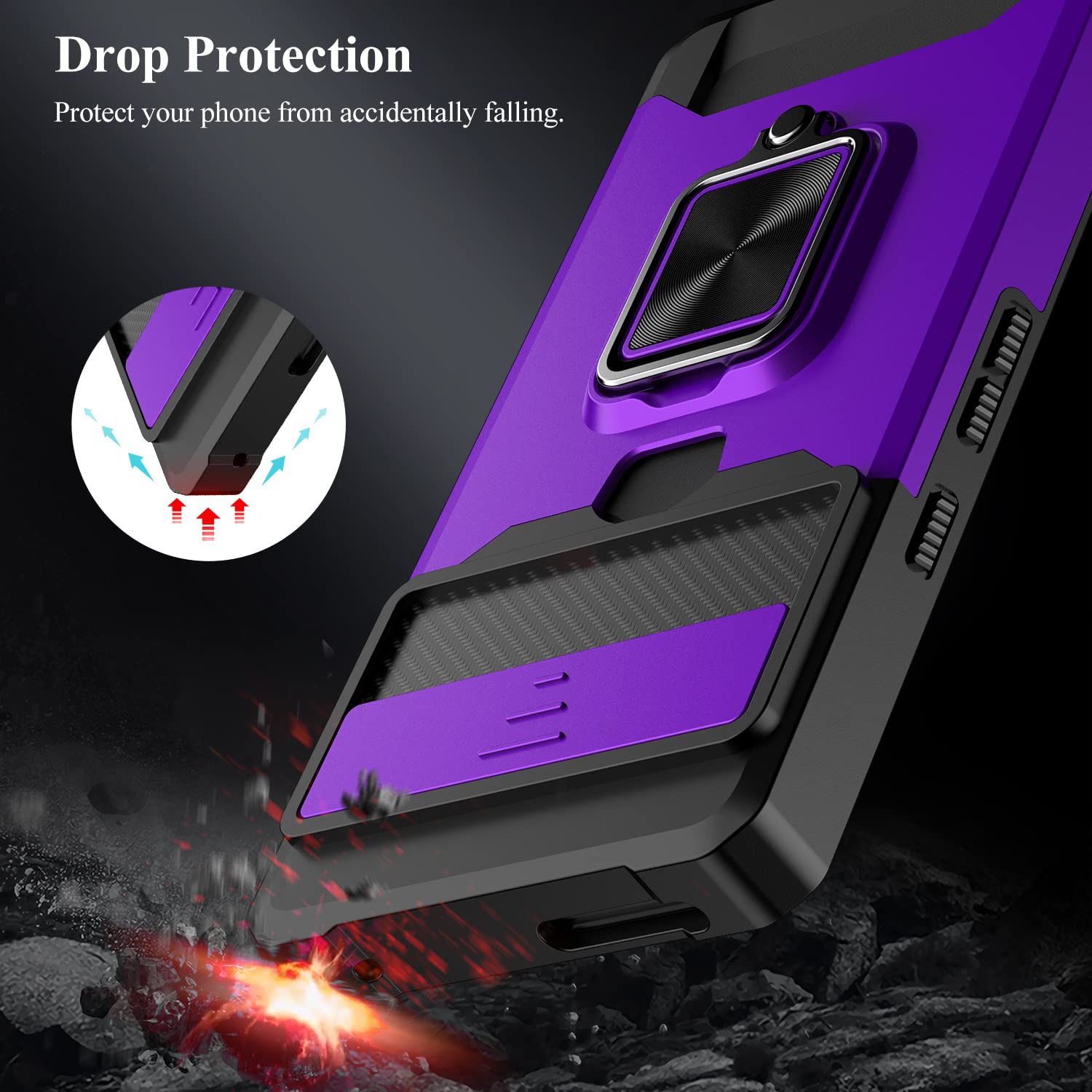 for Google Pixel 7 Pro Case,Multi-Functional Pixel 7 Pro Wallet Case with Card Holder,Sliding Camera Cover & Ring Holder Magnet Kickstand Phone Case