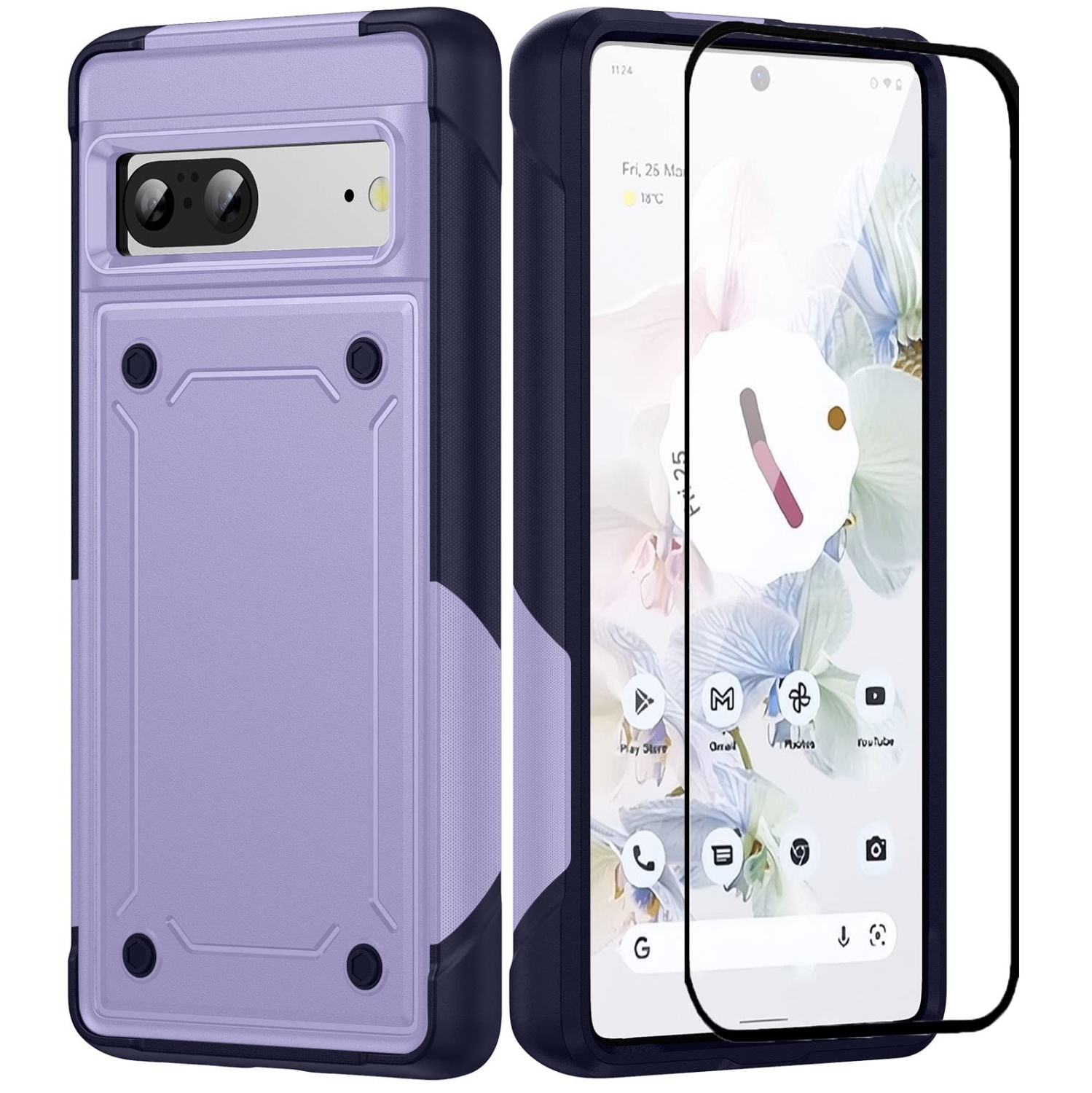 for Google Pixel 7 case with Screen Protector,Heavy Duty Protection Dual Layer Military Grade Drop Proof Cover Hard Shell Sturdy Durable Phone Case