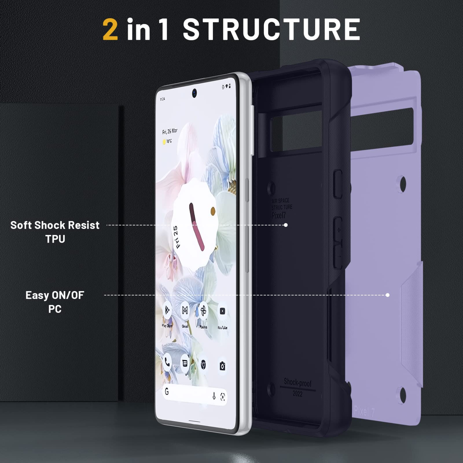 for Google Pixel 7 case with Screen Protector,Heavy Duty Protection Dual Layer Military Grade Drop Proof Cover Hard Shell Sturdy Durable Phone Case