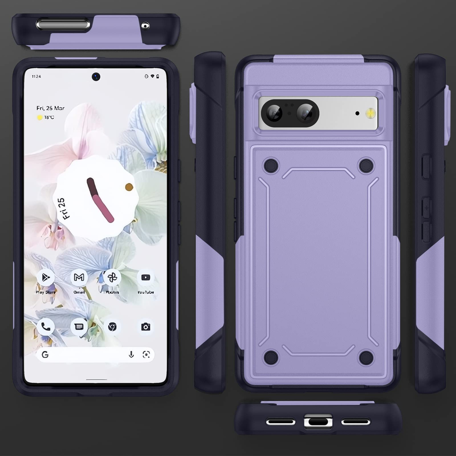 for Google Pixel 7 case with Screen Protector,Heavy Duty Protection Dual Layer Military Grade Drop Proof Cover Hard Shell Sturdy Durable Phone Case