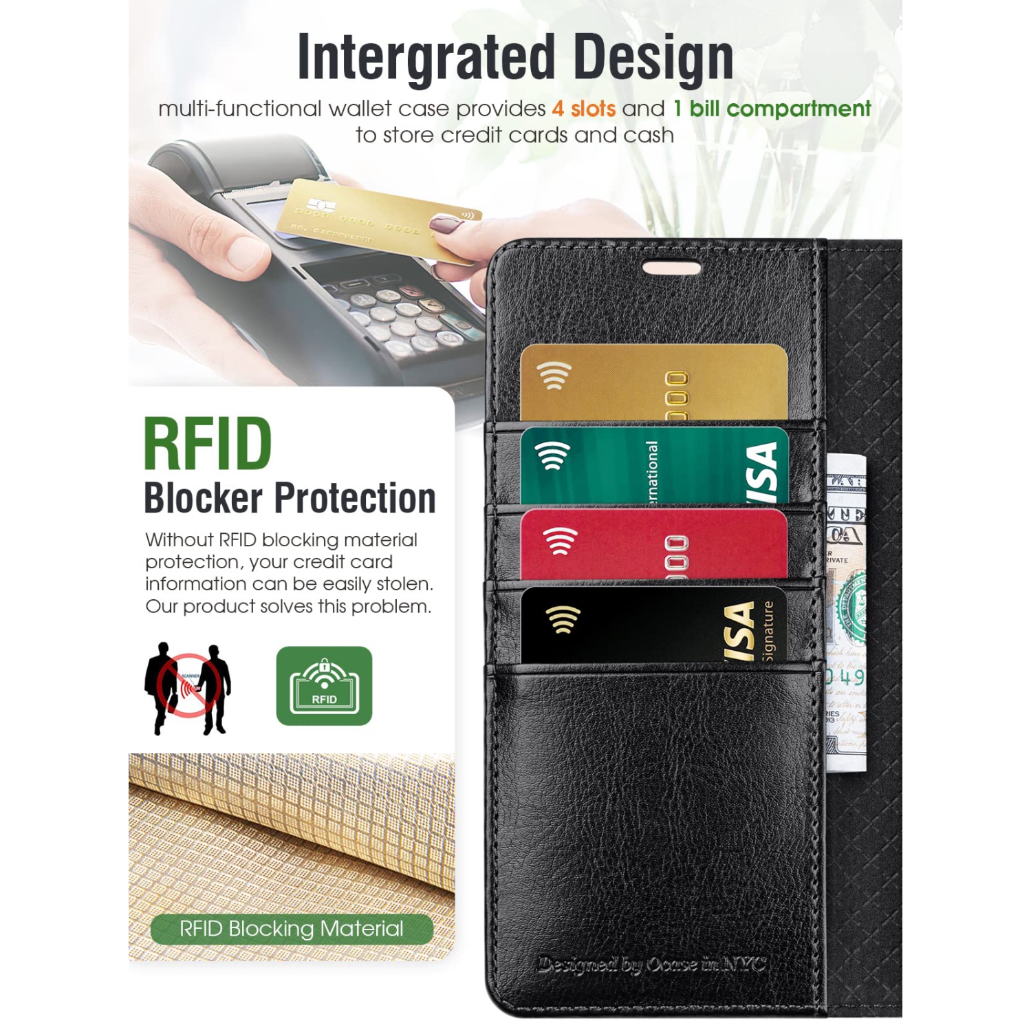 Compatible with Google Pixel 7 Pro Case Wallet, PU Leather Flip Folio Case with Card Holders RFID Blocking Kickstand Shockproof TPU Inner Shell Phone