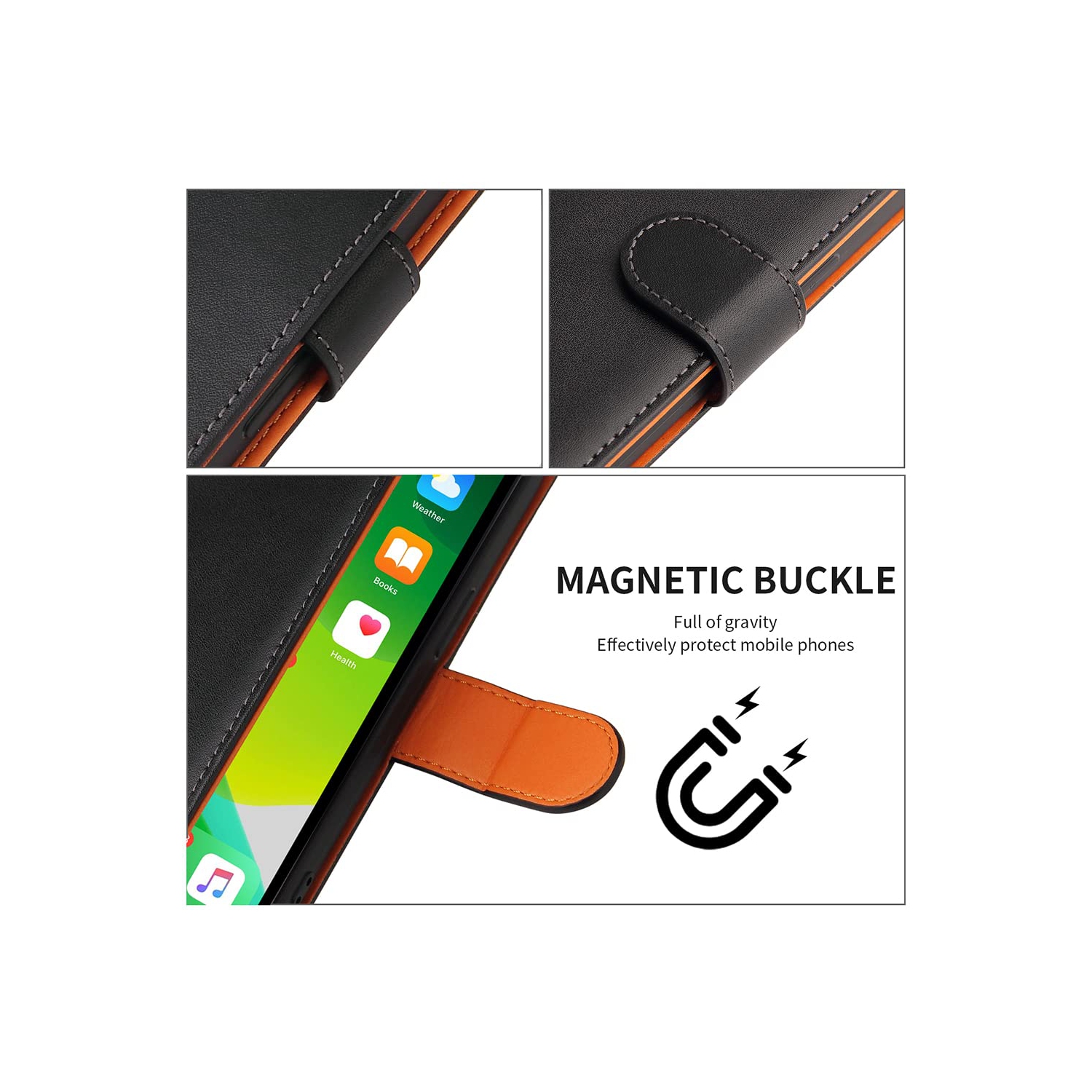 Google Pixel 7 Pro Case Wallet Genuine Leather with Anti-Theft RFID Blocking Kickstand Strong Magnetic Clasp Closure Cash Credit Card Slots