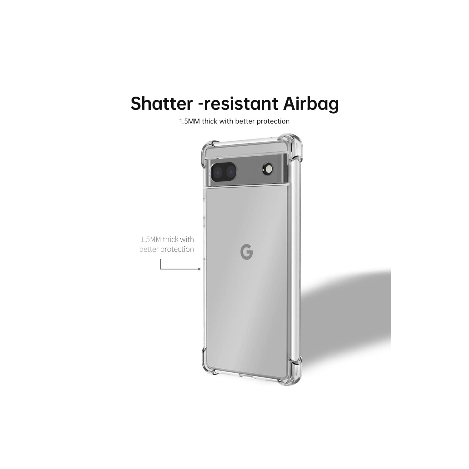 for Google Pixel 7 Case with Tempered Glass Screen Protector,Clear Design Reinforced Corners Slim Fit Soft Flexible TPU Shockproof Protective Phone