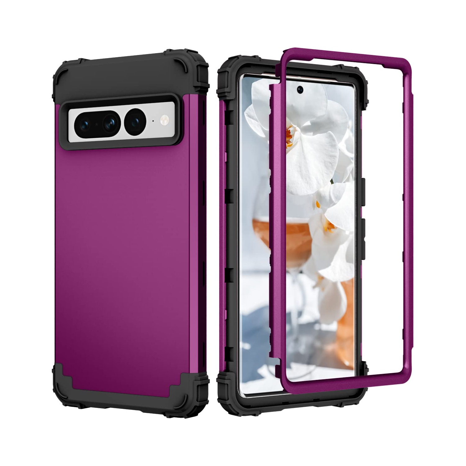 for Google Pixel 7 Pro Rugged Case with Tempered Glass Screen Protector,Heavy Duty Shockproof Protective Case Anti-Drop for Google Pixel 7 Pro