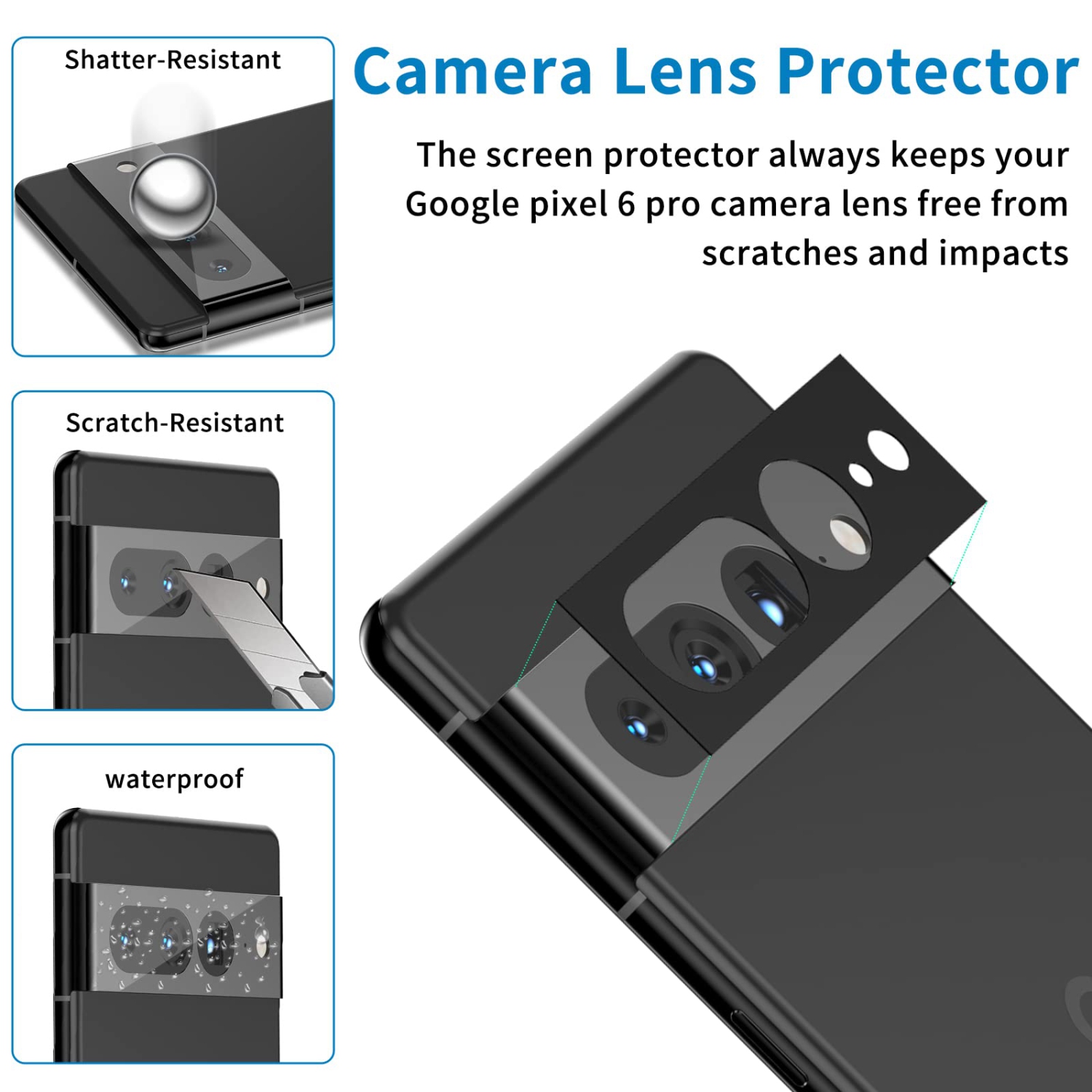 3+2 Pack For Google Pixel 7 Pro Screen Protector Screen Protector Full Tempered Glass Shield and Camera Lens Protector, 3D Curved Glass Film 9H