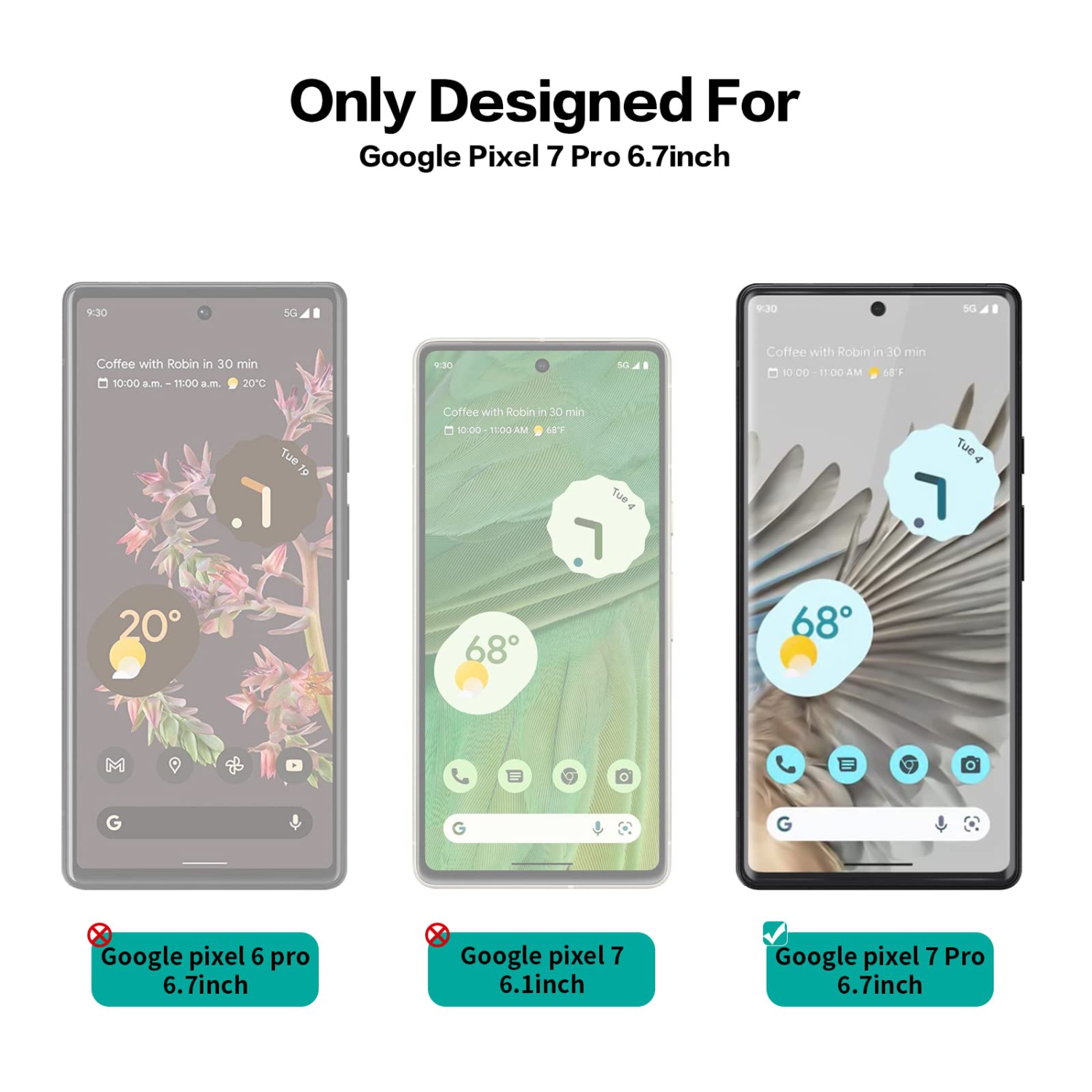 2 Pack QUESPLE for Google Pixel 7 Pro Screen Protector, 9H Tempered Glass, Ultrasonic Fingerprint Compatible, 3D Curved, HD Clear Scratch Resistant