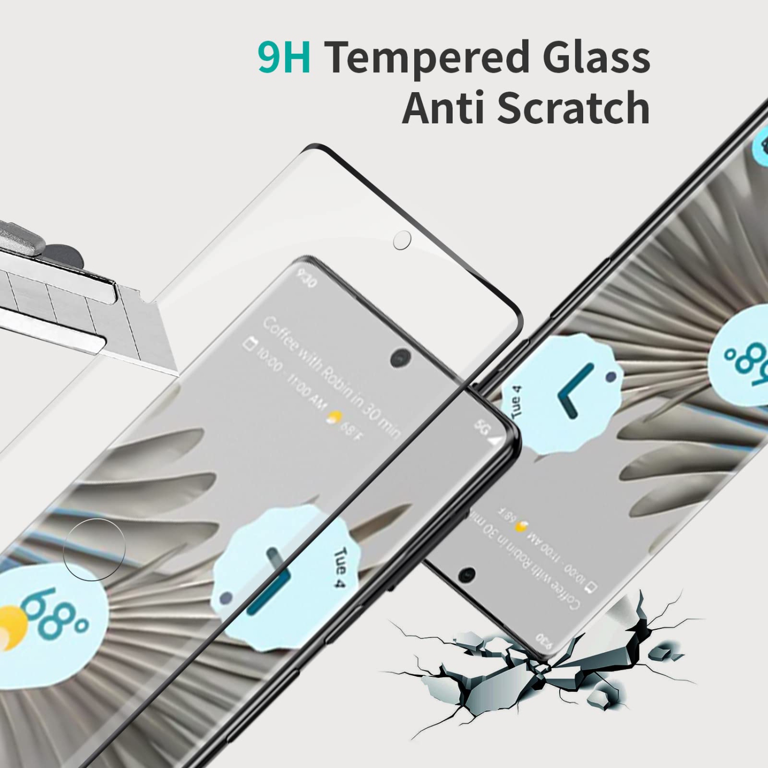 2 Pack QUESPLE for Google Pixel 7 Pro Screen Protector, 9H Tempered Glass, Ultrasonic Fingerprint Compatible, 3D Curved, HD Clear Scratch Resistant