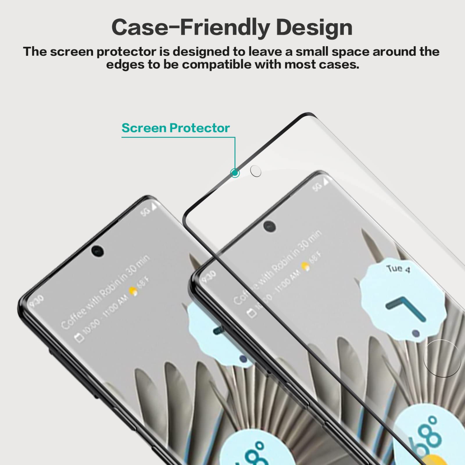 2 Pack QUESPLE for Google Pixel 7 Pro Screen Protector, 9H Tempered Glass, Ultrasonic Fingerprint Compatible, 3D Curved, HD Clear Scratch Resistant