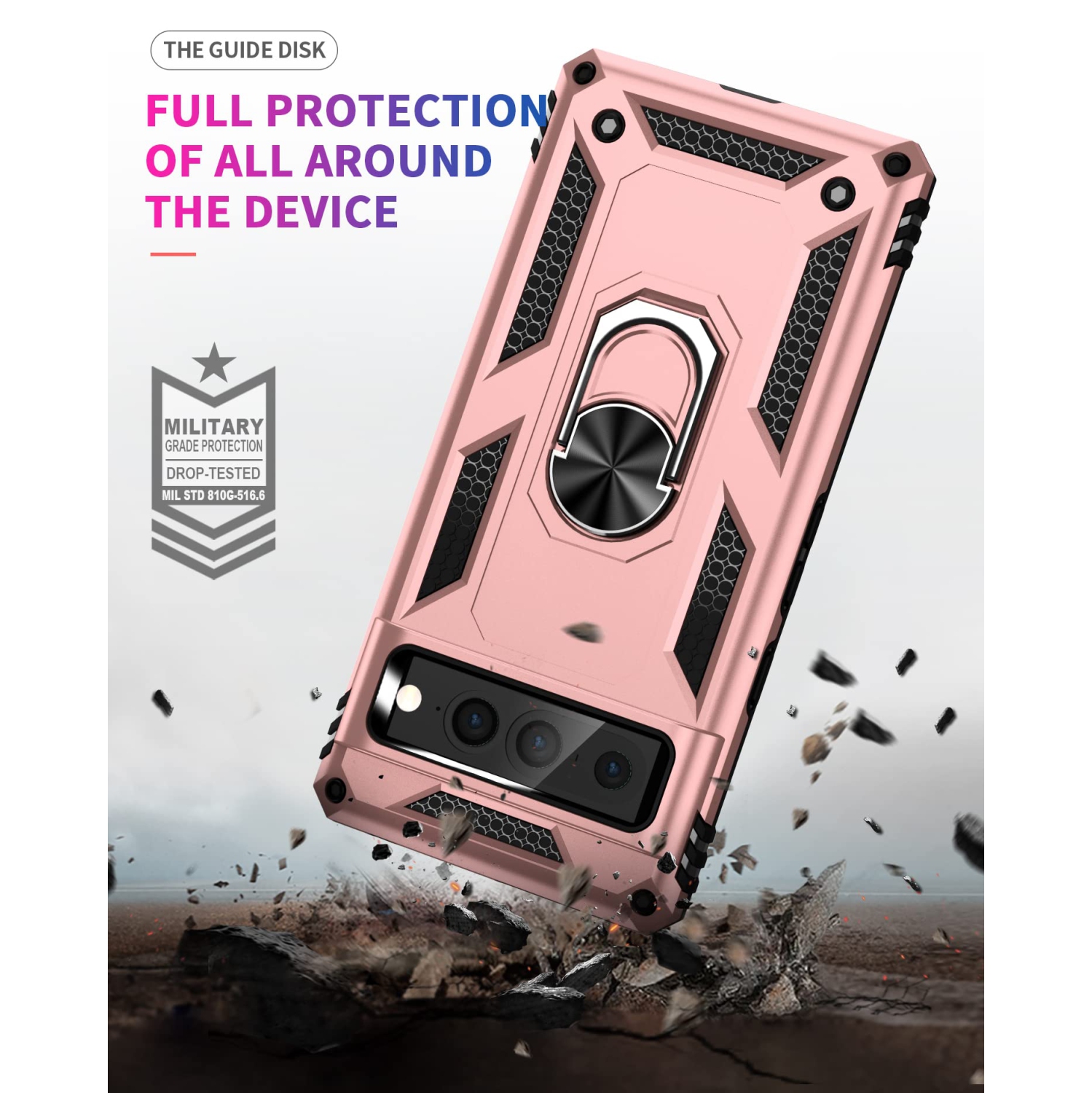 for Google Pixel 7 Pro case,Pixel 7 Pro Phone case,360 Degree Rotation Ring Kickstand Military-Grade Shockproof Cover Work with Magnetic car Mount