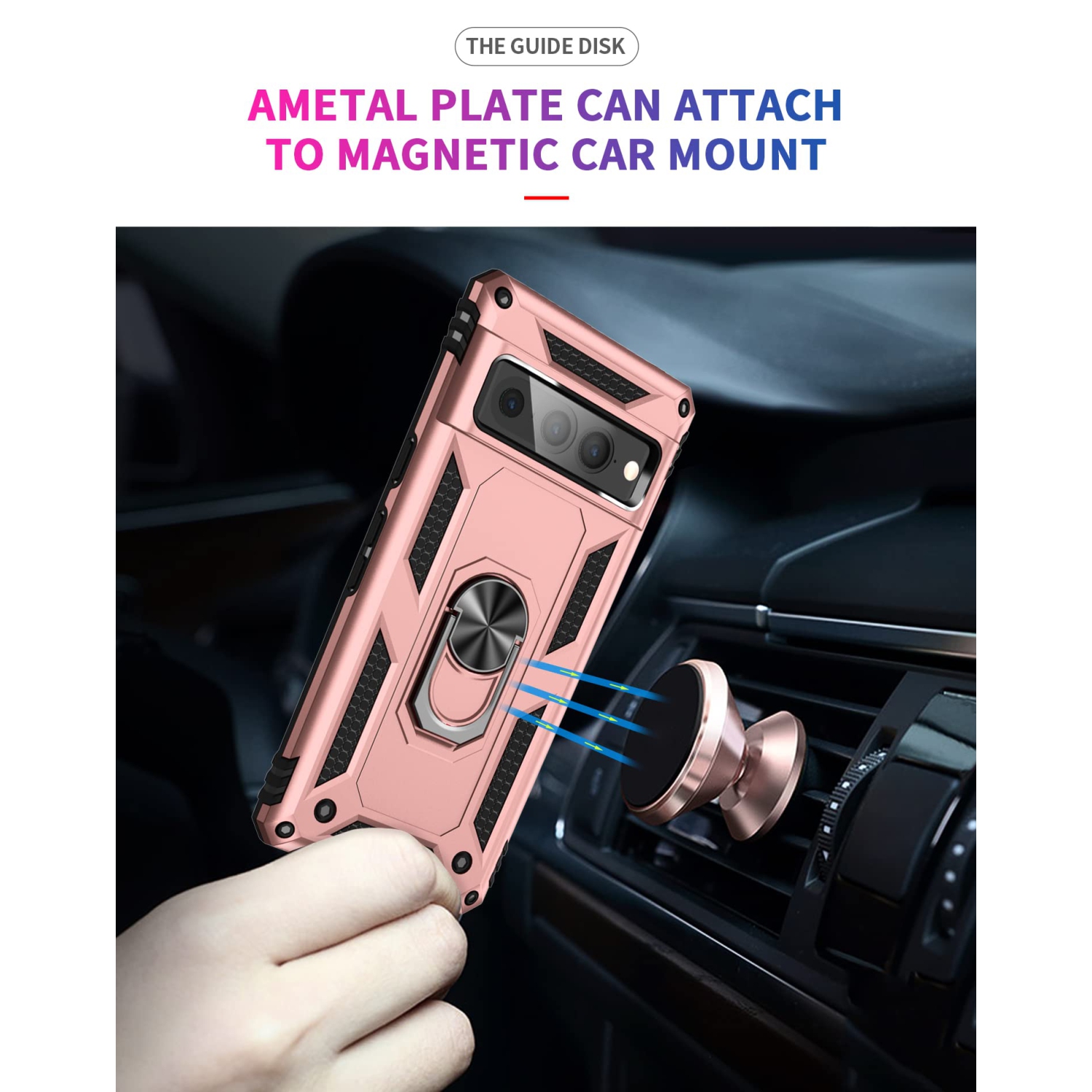 for Google Pixel 7 Pro case,Pixel 7 Pro Phone case,360 Degree Rotation Ring Kickstand Military-Grade Shockproof Cover Work with Magnetic car Mount