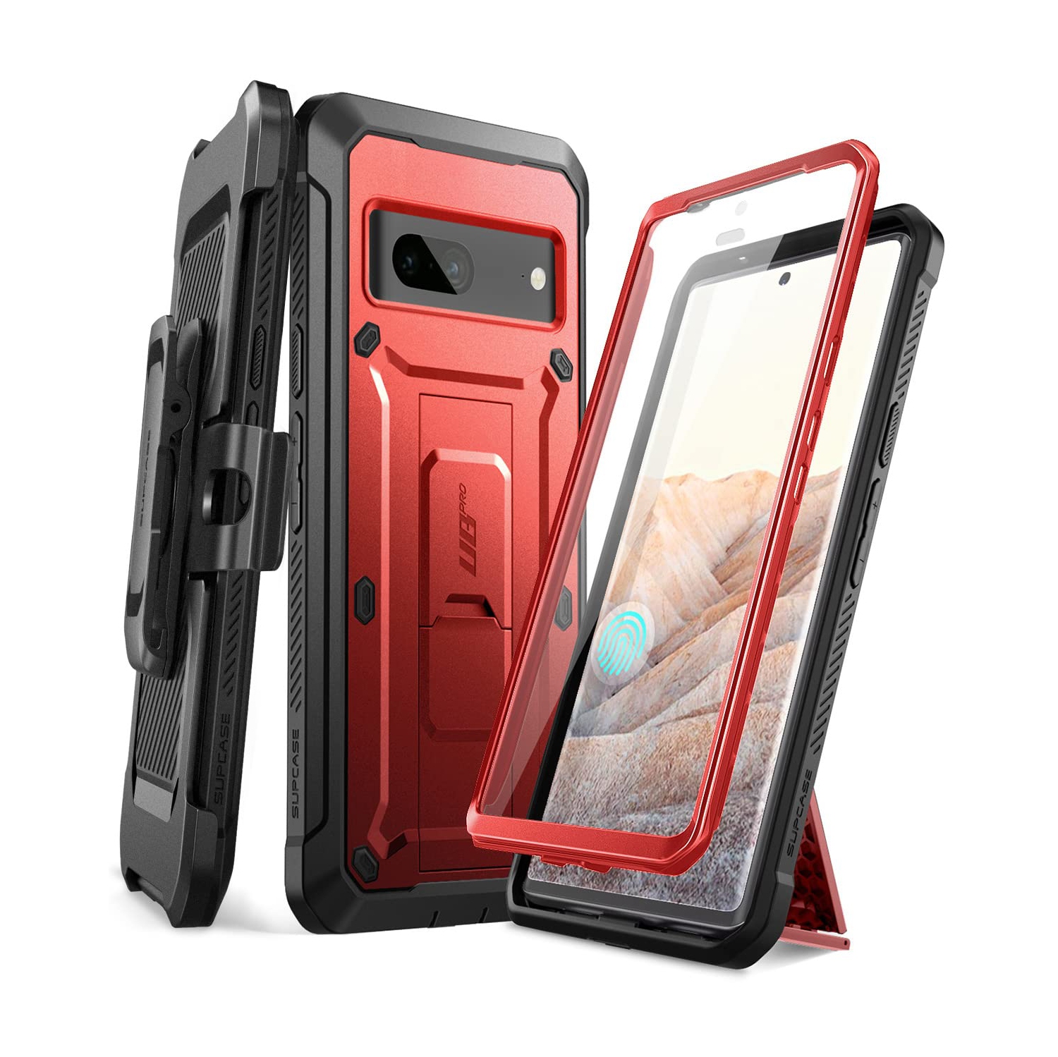 Unicorn Beetle Pro Series Case for Google Pixel 7, Full-Body Rugged Belt-Clip & Kickstand Case with Built-in Screen Protector (Ruddy)