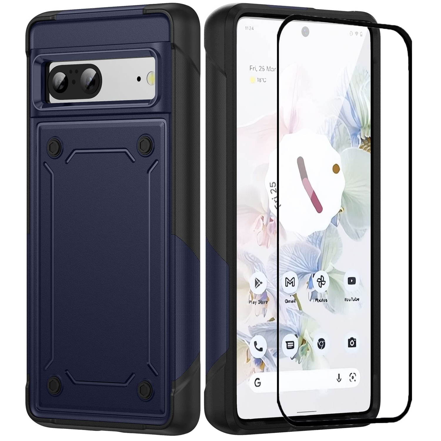 Pour l’étui Pixel 7 de Google avec protecteur d’écran, robuste, protection double couche, protection de qualité militaire, coque rigide, robuste,