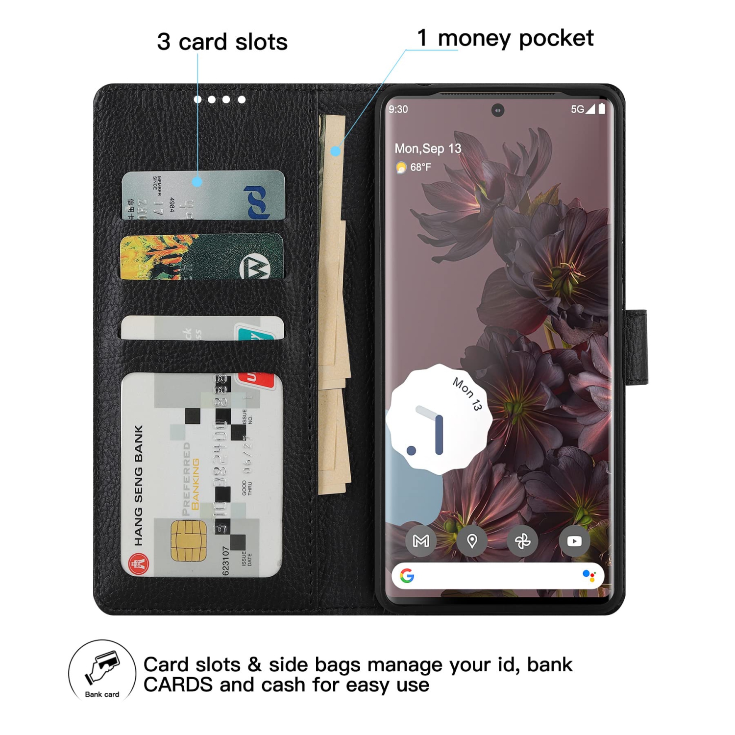 Redluckstar for Google Pixel 7 Pro Case Leather, Pixel 7 Pro Wallet Case, Card Slot Magnetic Closure RFID Blocking Flip Case for Google Pixel 7 Pro