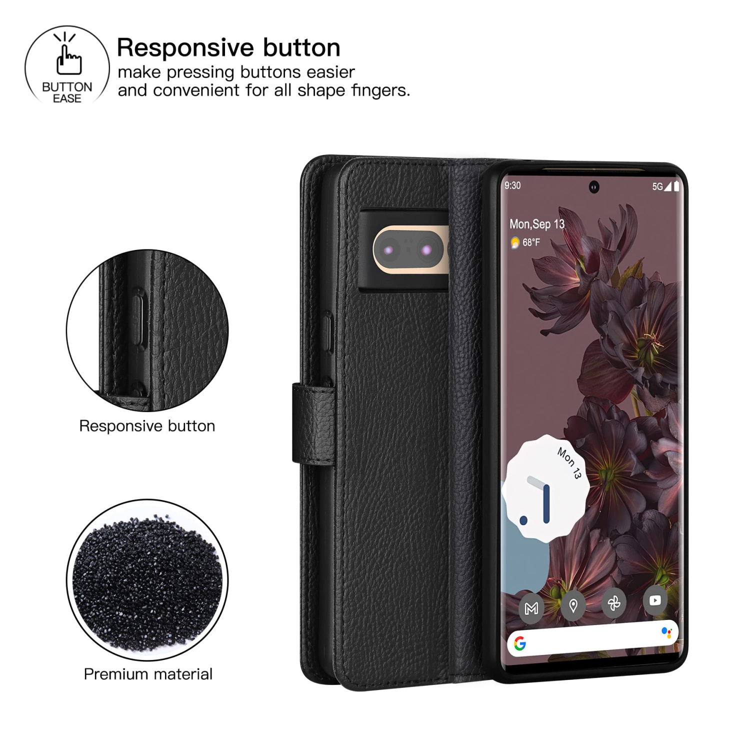 Redluckstar for Google Pixel 7 Pro Case Leather, Pixel 7 Pro Wallet Case, Card Slot Magnetic Closure RFID Blocking Flip Case for Google Pixel 7 Pro