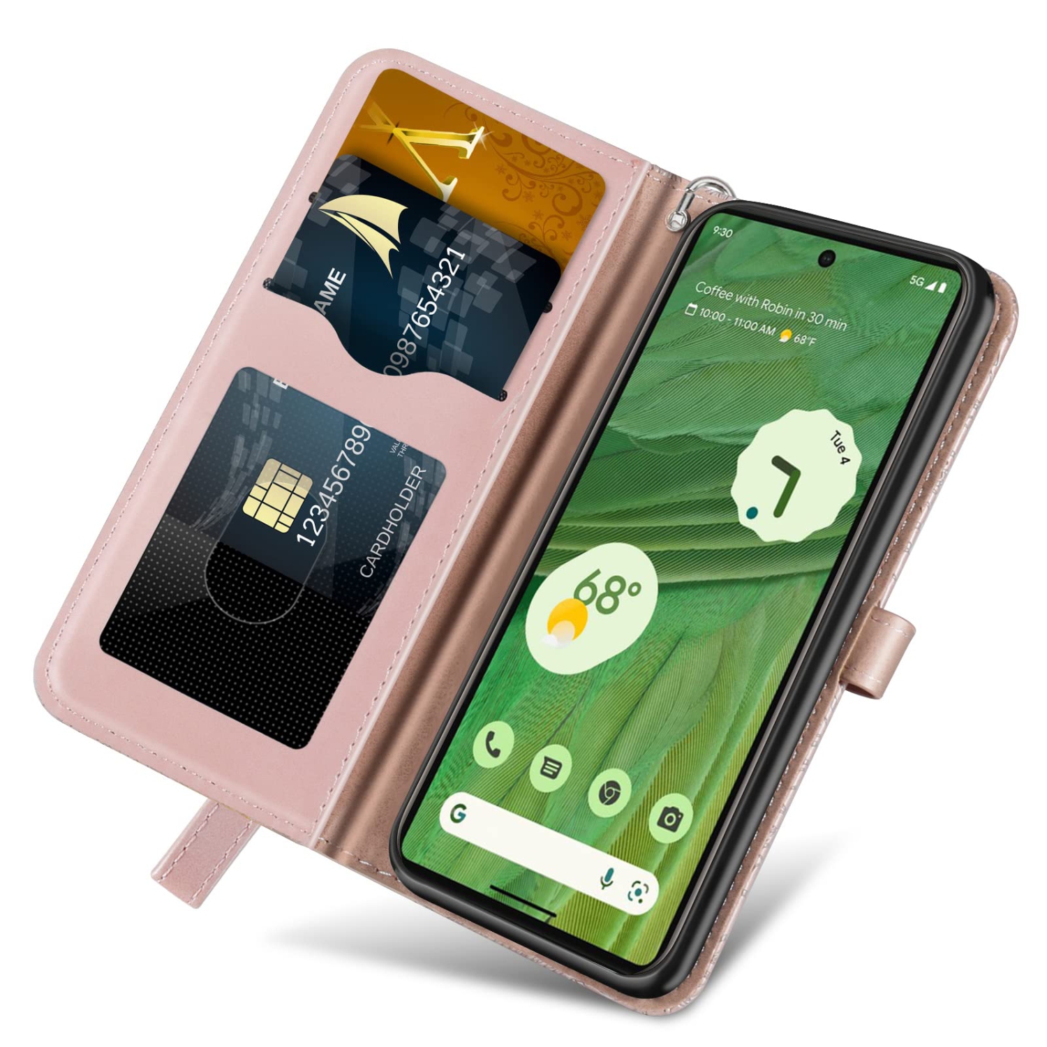Google Pixel 7 Wallet Case with Card Holder/Slot,PU Leather Flip Folio Shell Magnetic Closure Wrist Strap Kickstand Shockproof Cover Fit Google Pixel