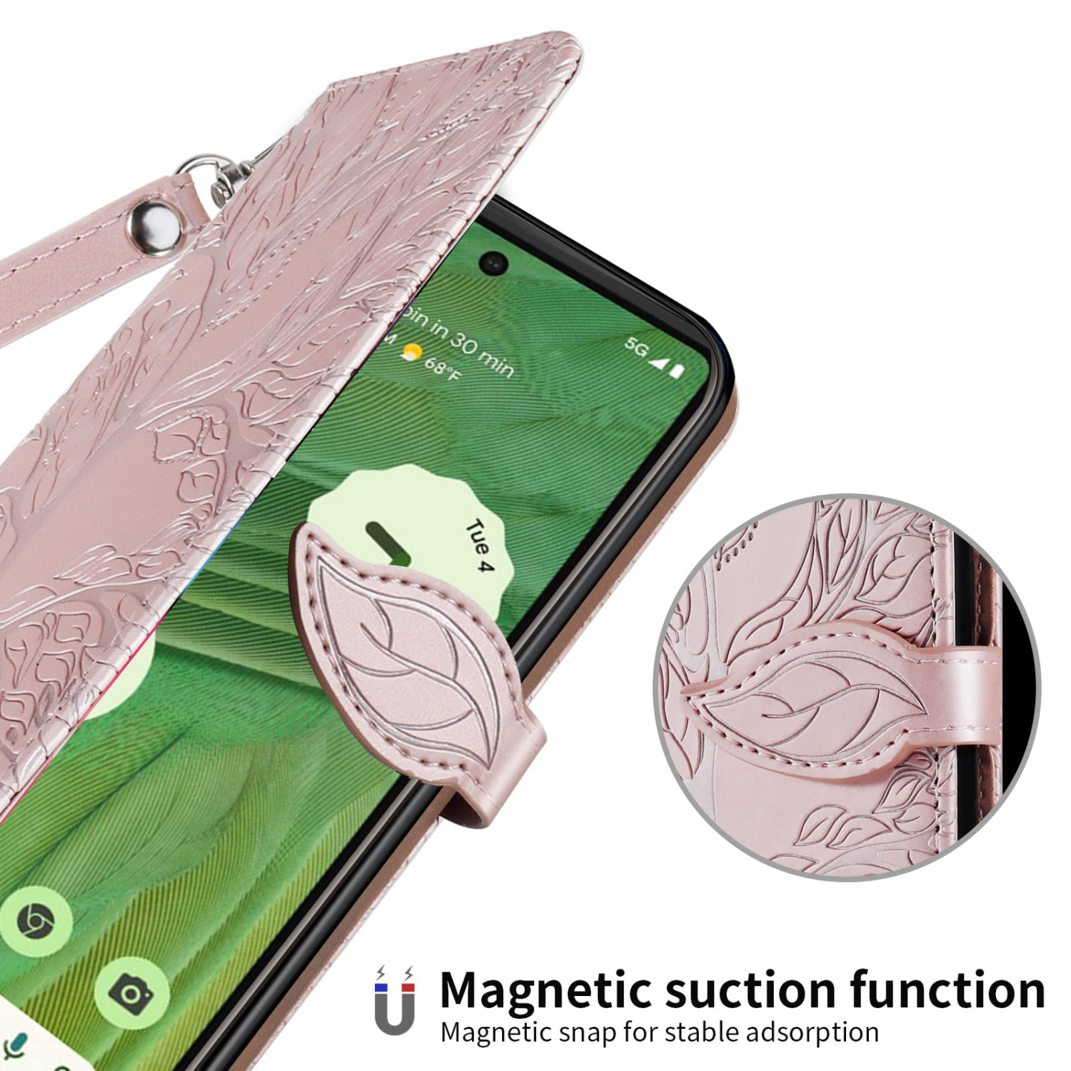 Google Pixel 7 Wallet Case with Card Holder/Slot,PU Leather Flip Folio Shell Magnetic Closure Wrist Strap Kickstand Shockproof Cover Fit Google Pixel