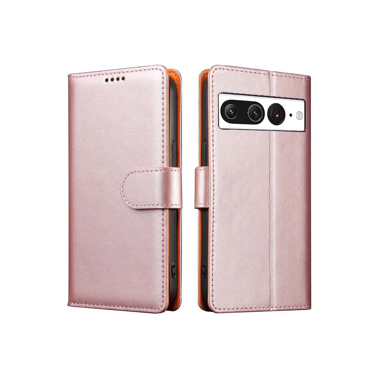 Google Pixel 7 Pro Case Wallet Genuine Leather with Anti-Theft RFID Blocking Kickstand Strong Magnetic Clasp Closure Cash Credit Card Slots