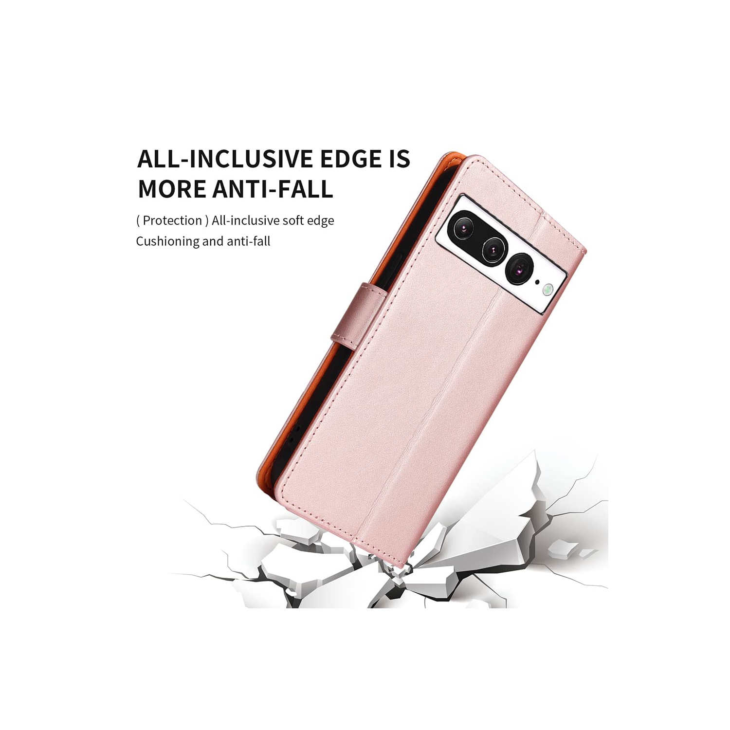 Google Pixel 7 Pro Case Wallet Genuine Leather with Anti-Theft RFID Blocking Kickstand Strong Magnetic Clasp Closure Cash Credit Card Slots