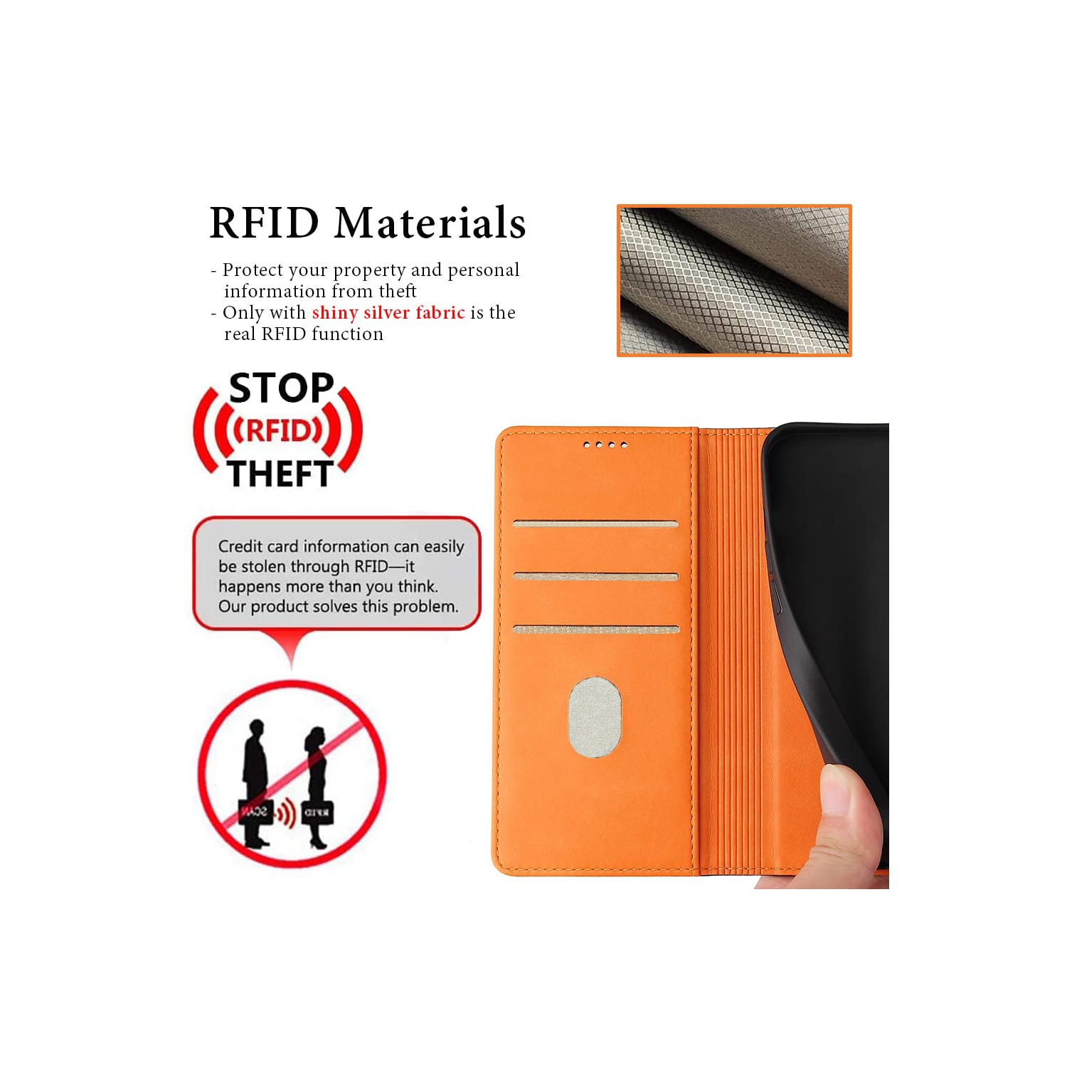 HLD RFID Blocking Genuine Leather Wallet Case for Google Pixel 7 Pro with Kickstand, Magnetic Clasp, Cash & Credit Card Slots - Blue