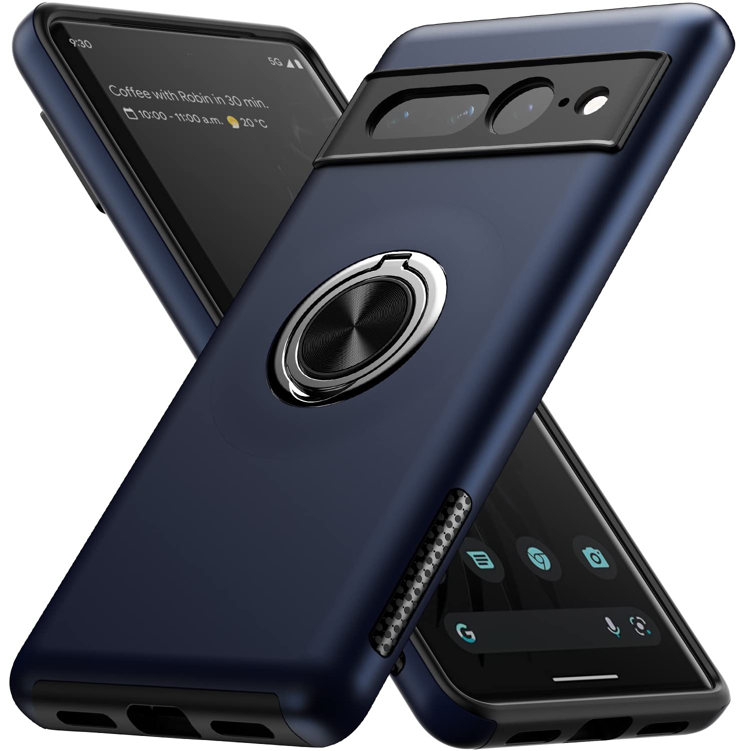Google Pixel 7 Pro Case,Dual Layer Military Grade Drop Protection Slim Pixel 7 Pro Kickstand Case with Hidden Ring Holder Shockproof Phone Case for Google Pixel 7 Pro 5G (2022),Blu