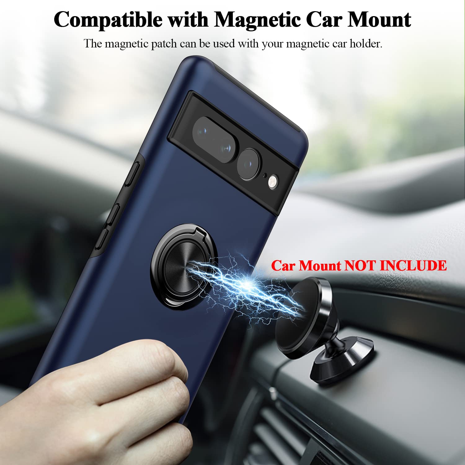 Google Pixel 7 Pro Case,Dual Layer Military Grade Drop Protection Slim Pixel 7 Pro Kickstand Case with Hidden Ring Holder Shockproof Phone Case for