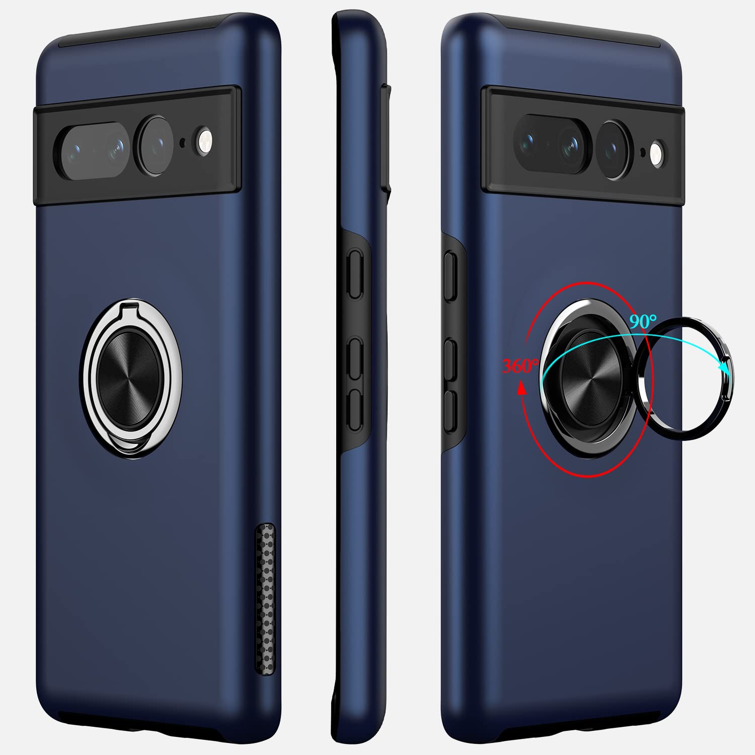 Google Pixel 7 Pro Case,Dual Layer Military Grade Drop Protection Slim Pixel 7 Pro Kickstand Case with Hidden Ring Holder Shockproof Phone Case for