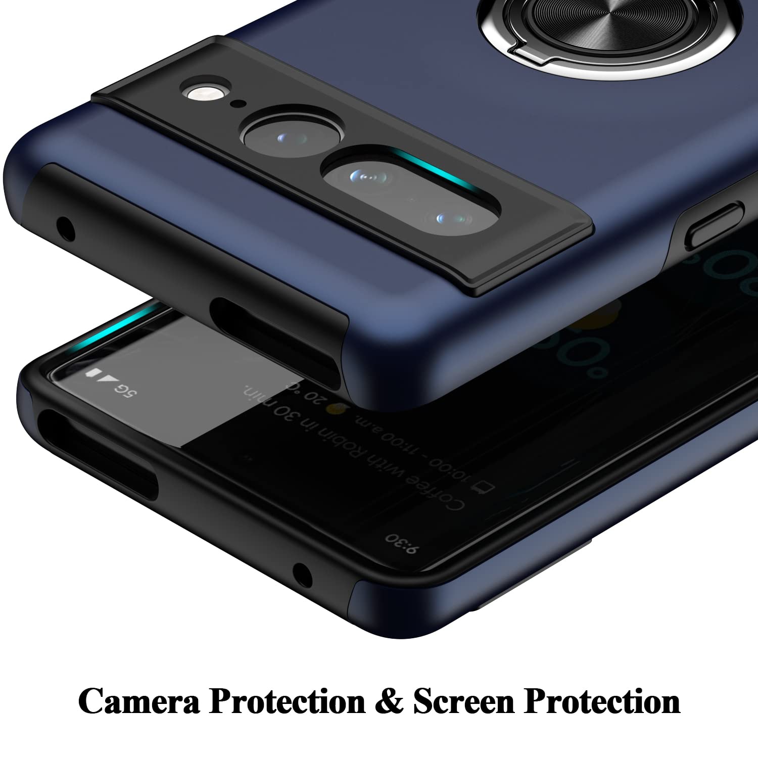 Google Pixel 7 Pro Case,Dual Layer Military Grade Drop Protection Slim Pixel 7 Pro Kickstand Case with Hidden Ring Holder Shockproof Phone Case for