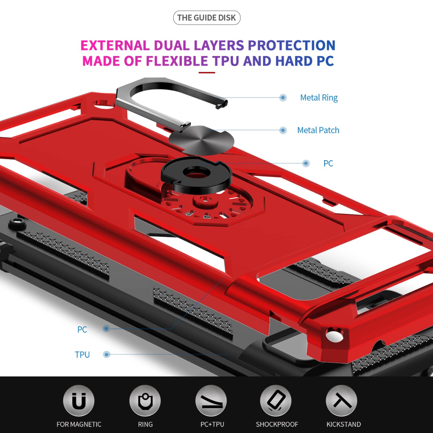for Google Pixel 7 Pro Phone Caser, Ring Kickstand for Men Military Bumper Hard TPU Shockproof Full Body Silicone Protective Cover for Google Pixel 7